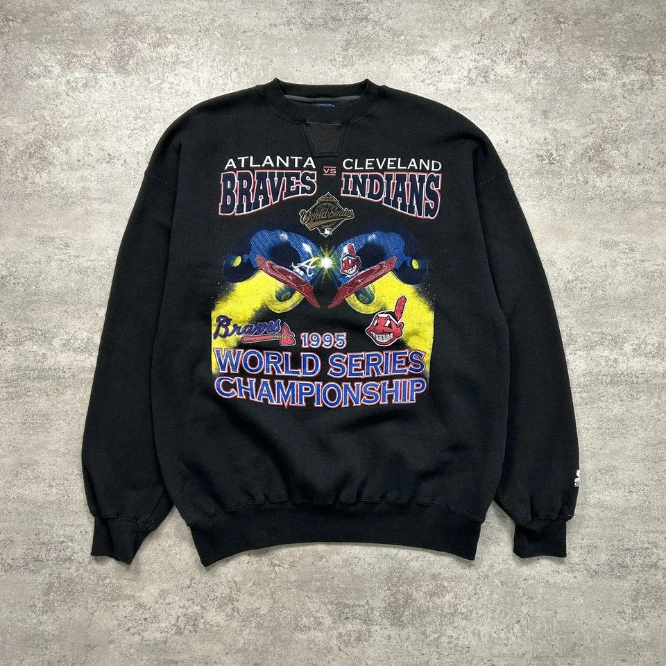 MLB × Starter × Vintage ATLANTA BRAVES vs INDIANS WORLD SERIES 1995 SWEATSHIRT Size US XL / EU 56 / 4 - 1 Thumbnail