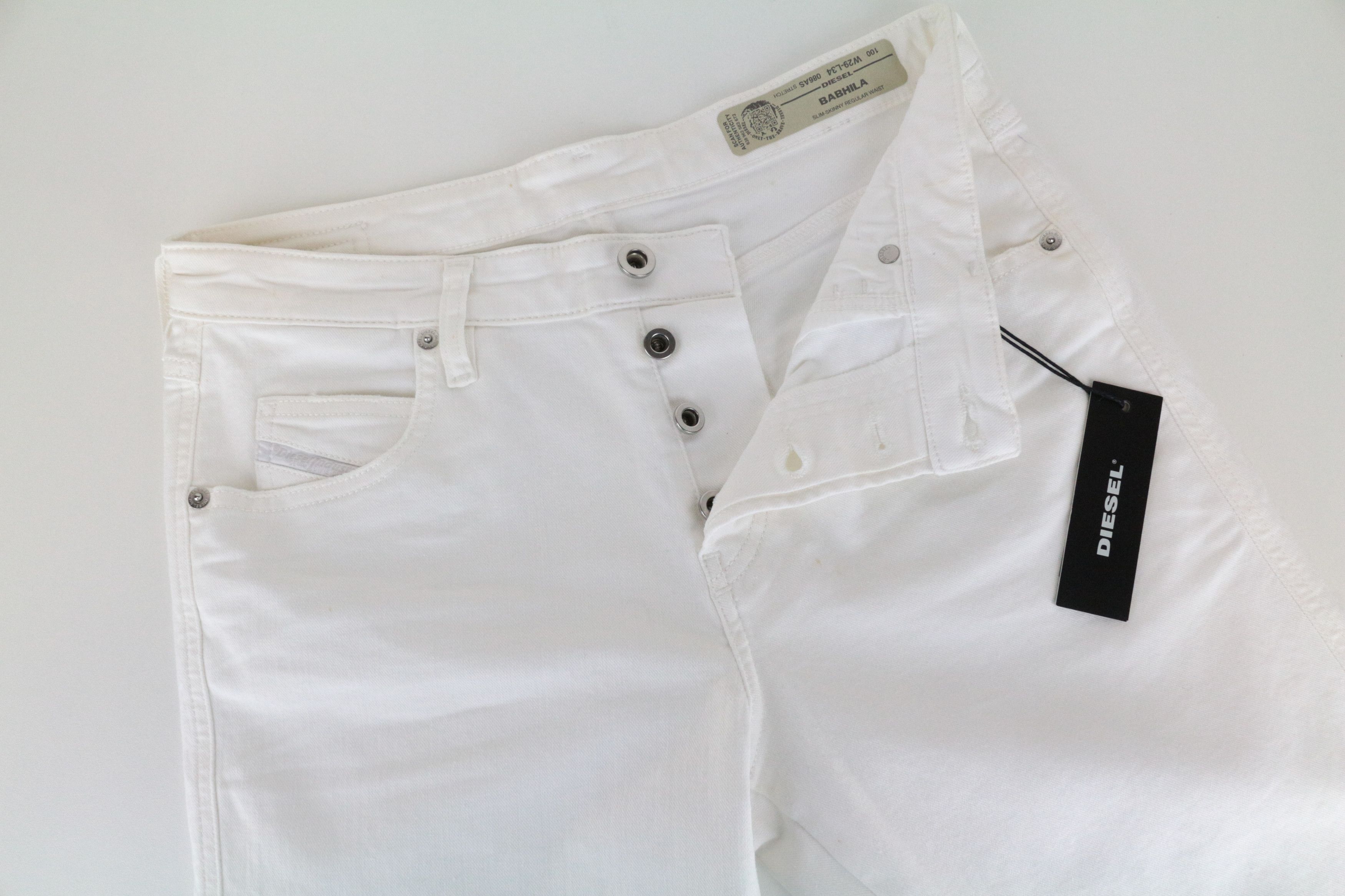 Diesel BABHILA 086AS W29/L34 White Slim Skinny Stretch Jeans 64285 Size 29" - 3 Thumbnail