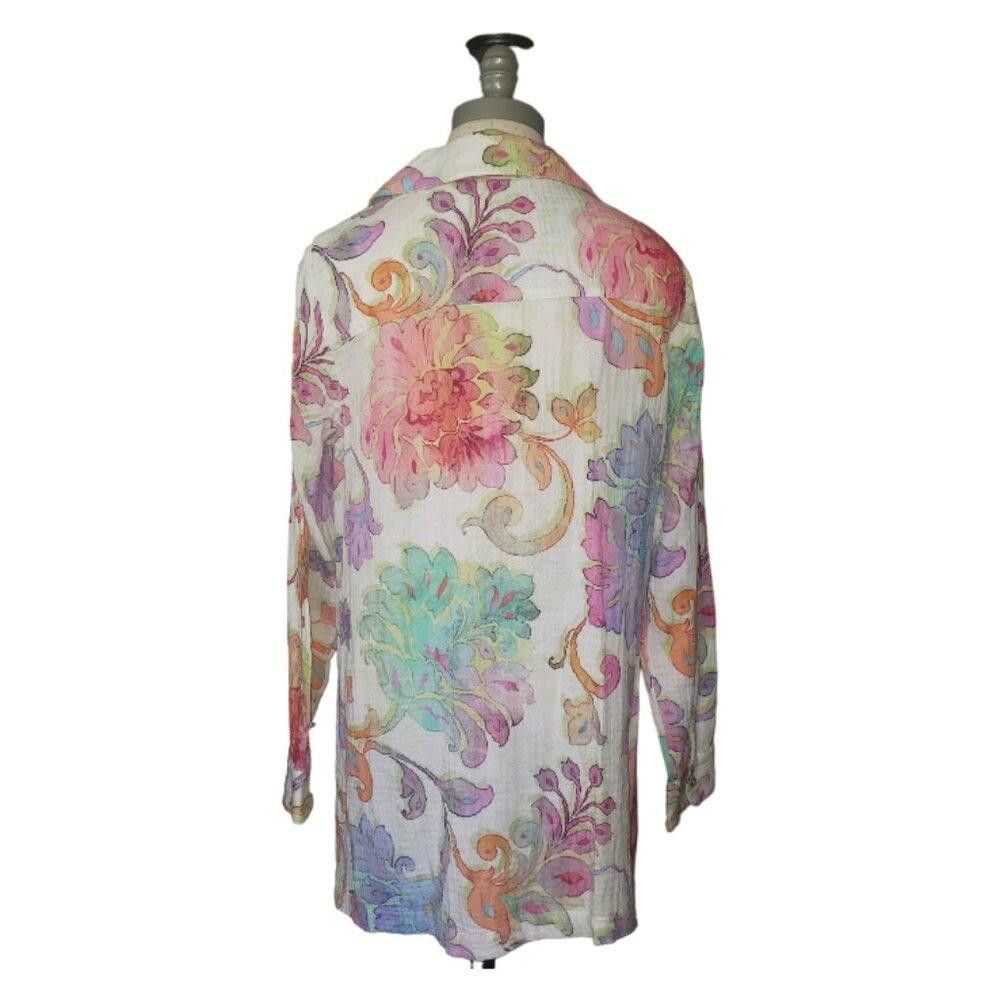 Designer CT176 Soft Surroundings Ladies Floral Button Shirt M Size M / US 6-8 / IT 42-44 - 4 Thumbnail