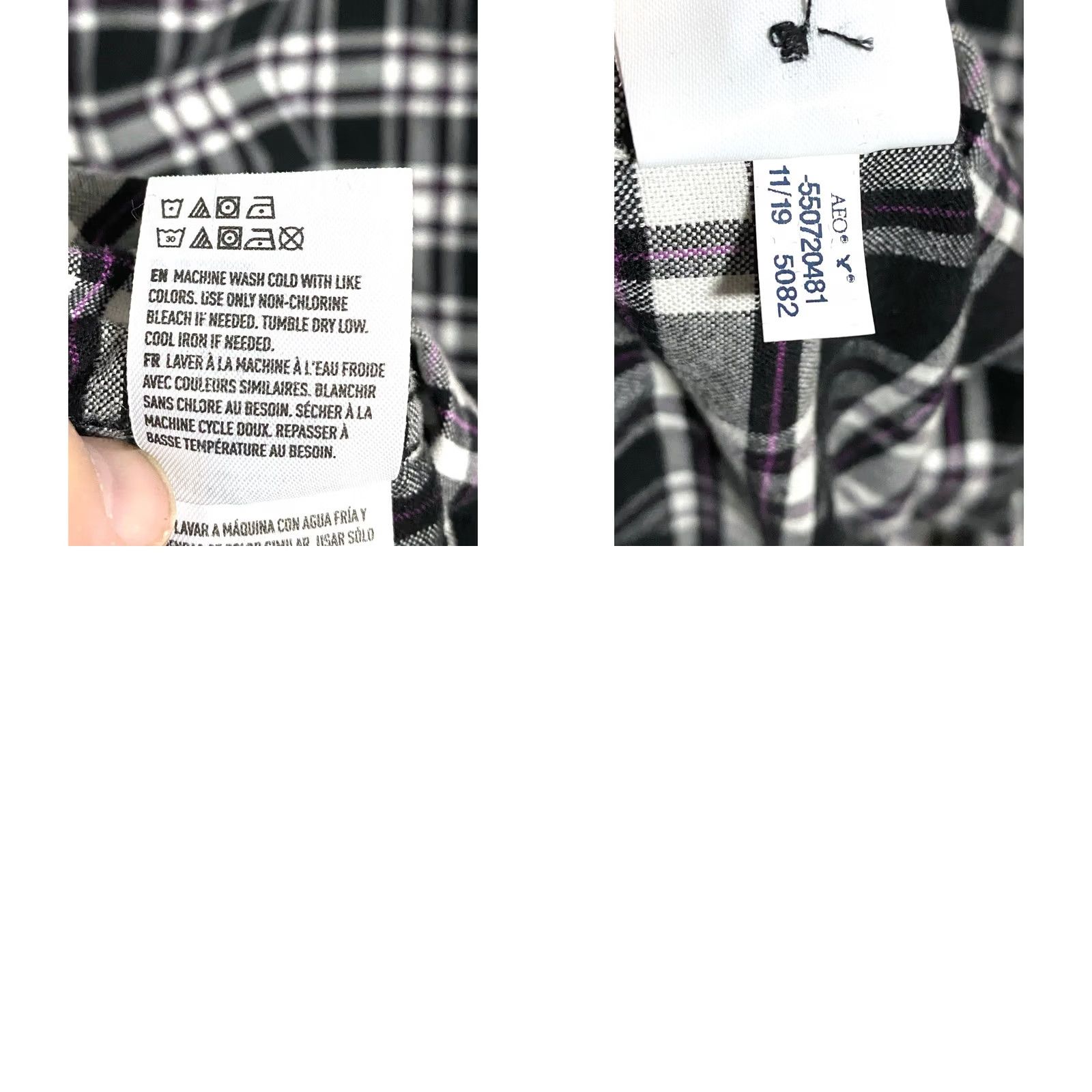 American Eagle Outfitters VINTAGE American Eagle Shirt Mens S Button Down Plaid Black White Purple Pocket Size US S / EU 44-46 / 1 - 8 Thumbnail