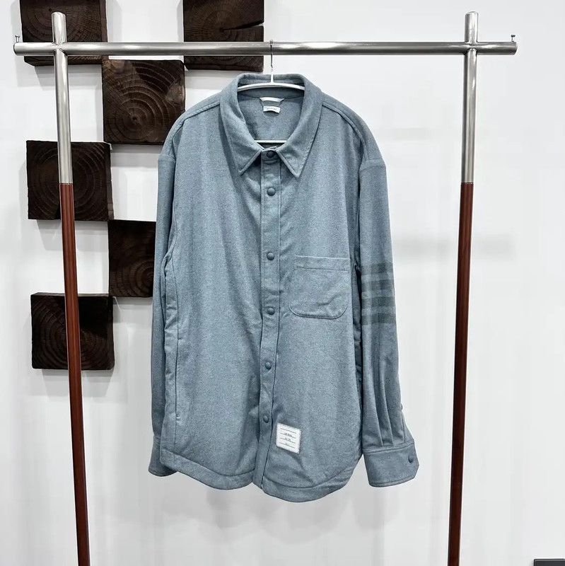Thom Browne Thom Browne Gray-Blue Wool Blend Cardigan 0089 Size US XXL / EU 58 / 5 - 1 Thumbnail