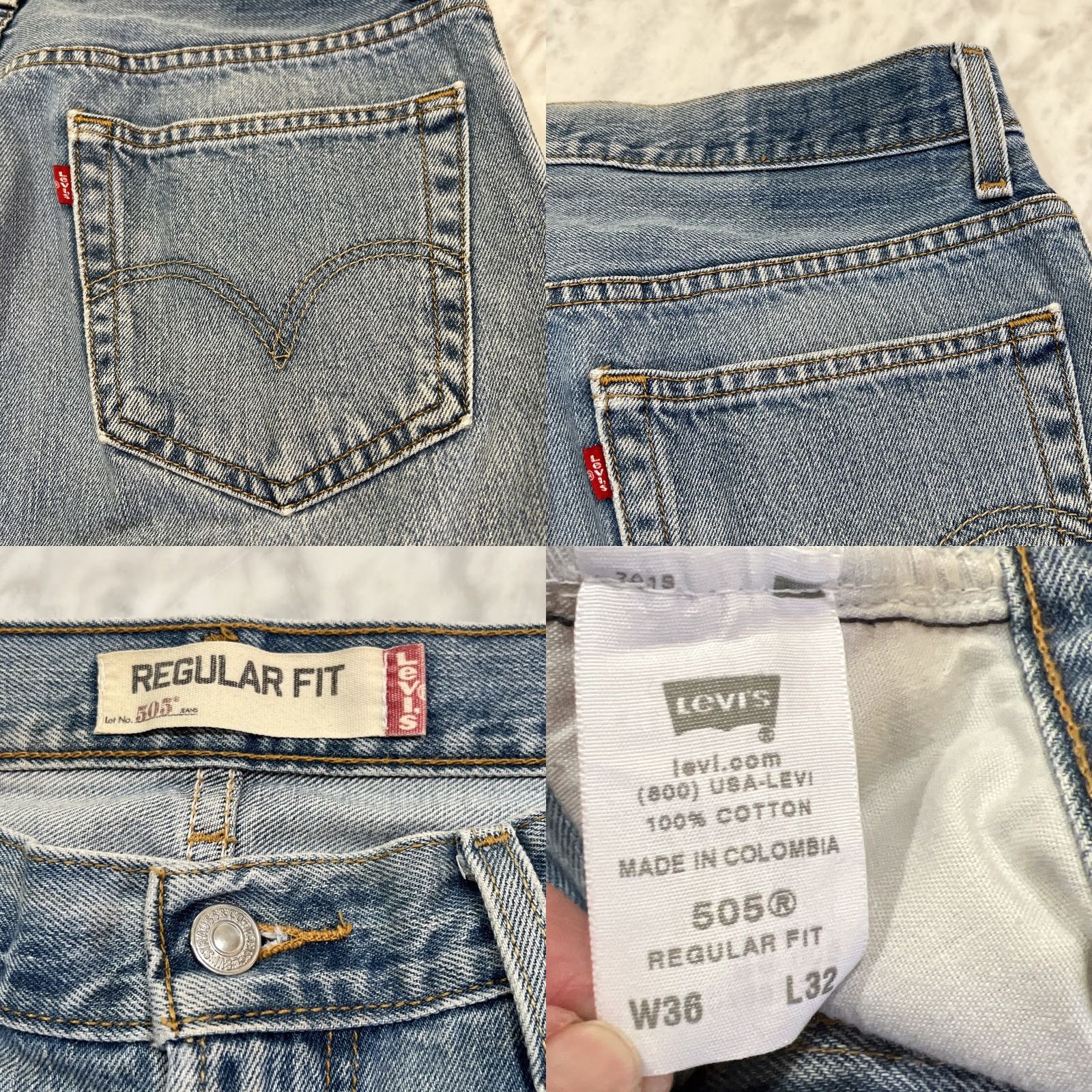 Levi's Levi's 505 Jeans Men’s 36x32 Regular Fit Light Blue Cotton Denim USA 90s 5-Pocket N/A Regular Mens Size US 36 / EU 52 - 8 Thumbnail