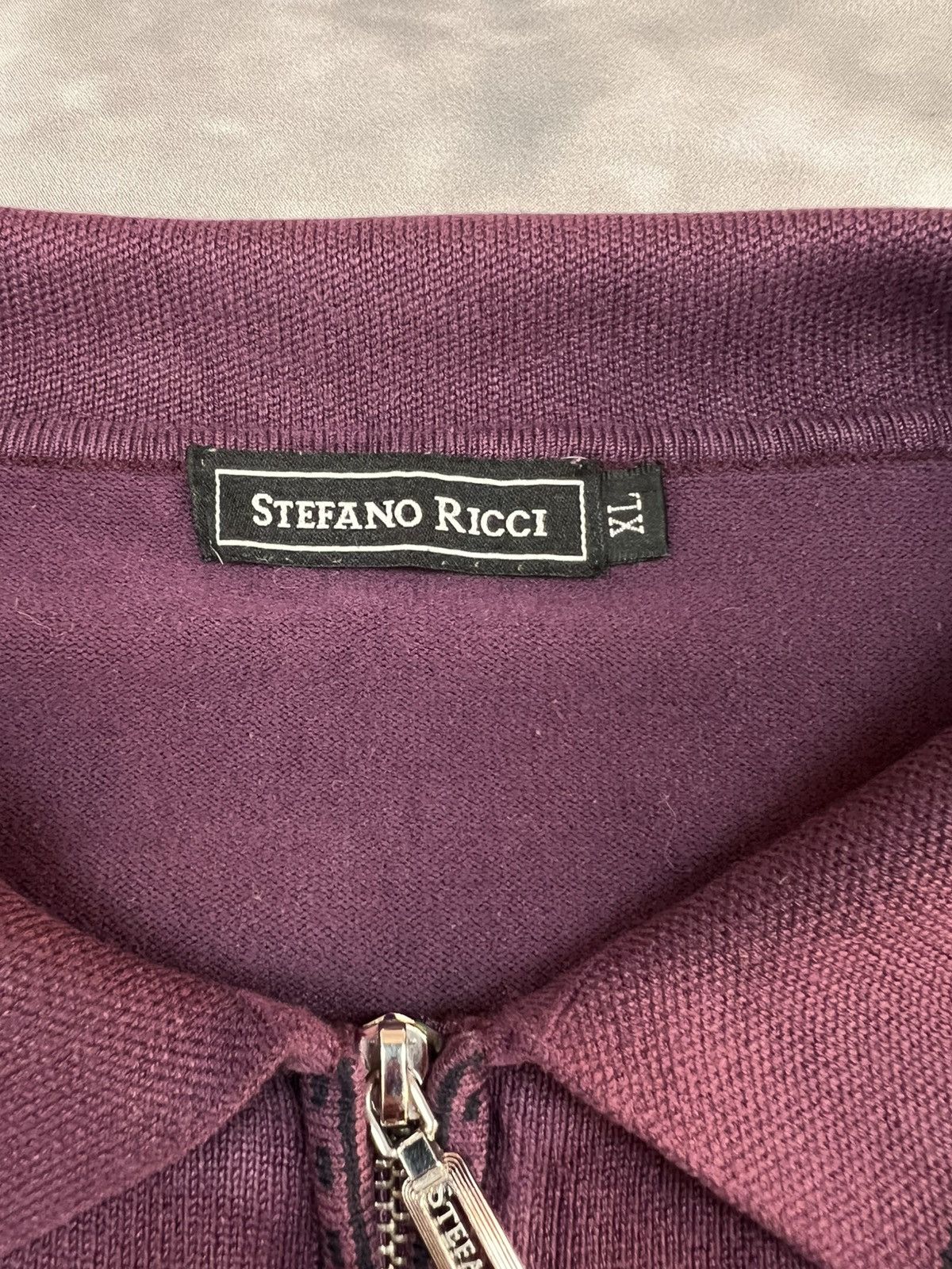 Stefano Ricci STEFANO RICCI Luxury Half-Zip Pullover Sweater Burgundy XL Size US XL / EU 56 / 4 - 4 Thumbnail