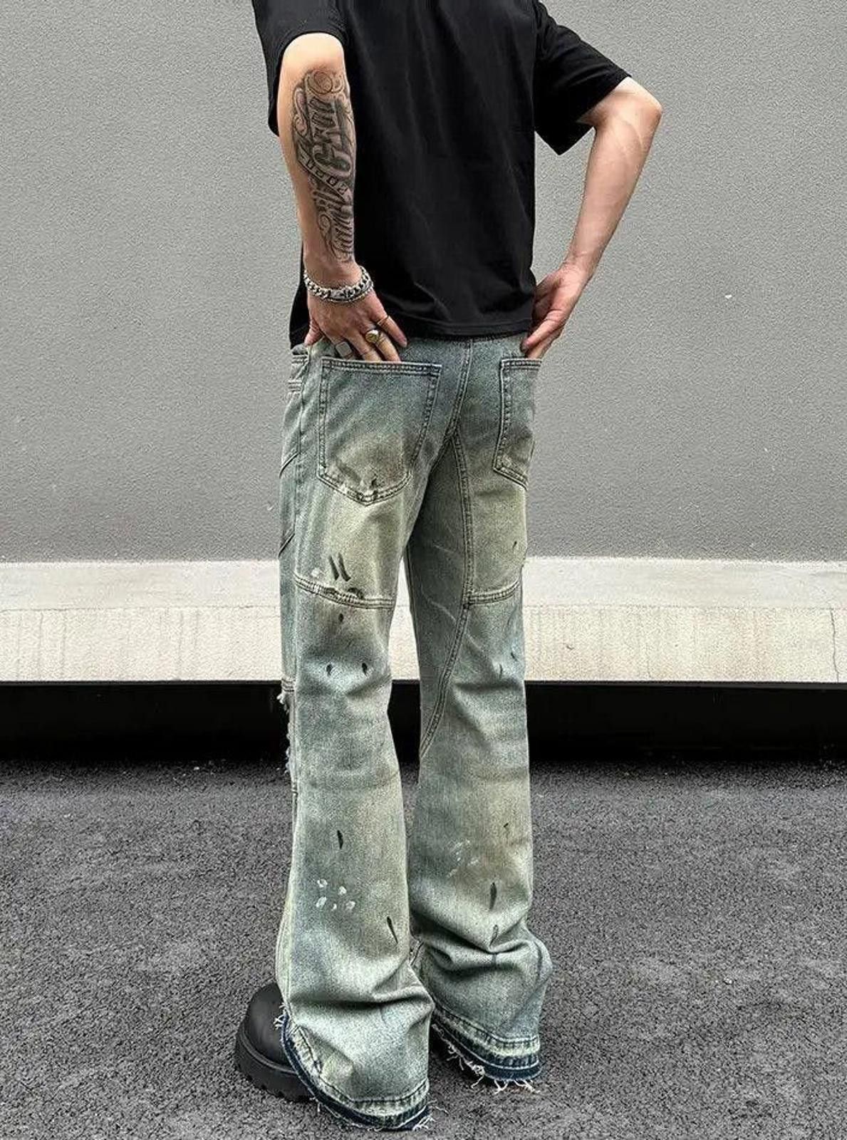 Jean Embroidered Paint Splatter Stacked Denim Jeans Size US 34 / EU 50 - 2 Thumbnail
