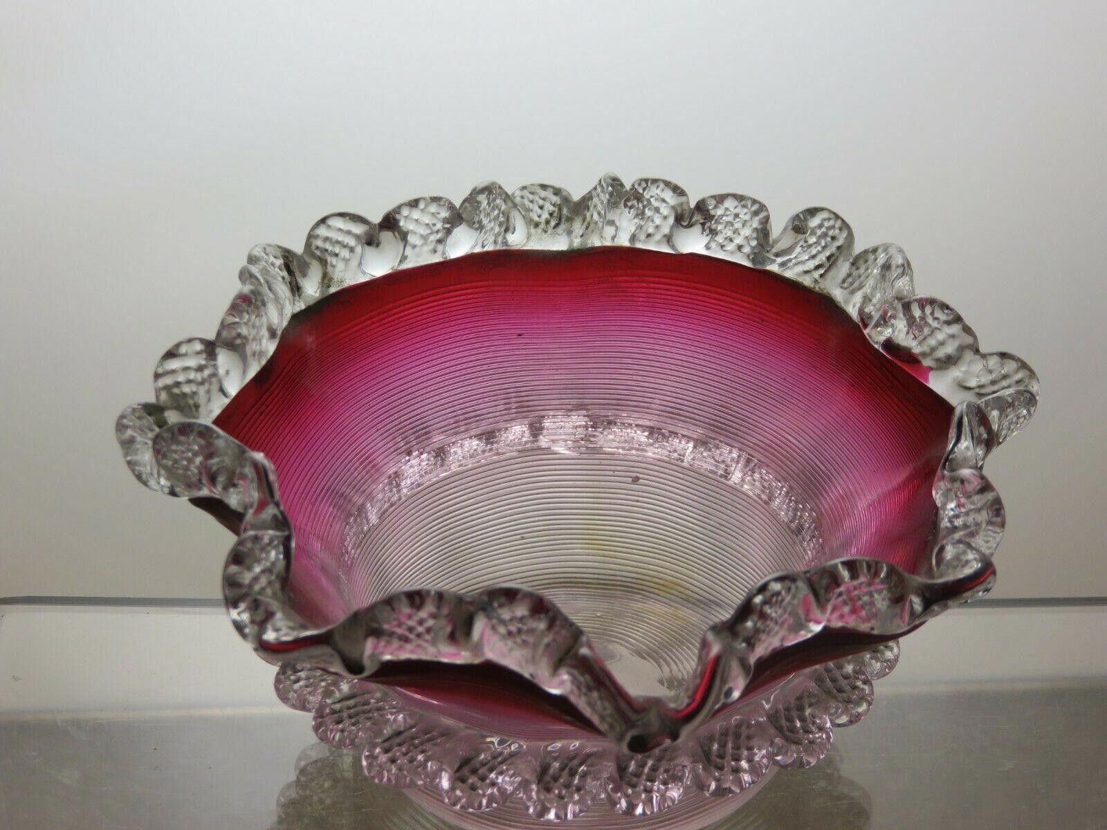 The Unbranded Brand Pink And Clear Bowl Glass Small Footed Finger Bowl 2 2/3" Size ONE SIZE - 4 Thumbnail
