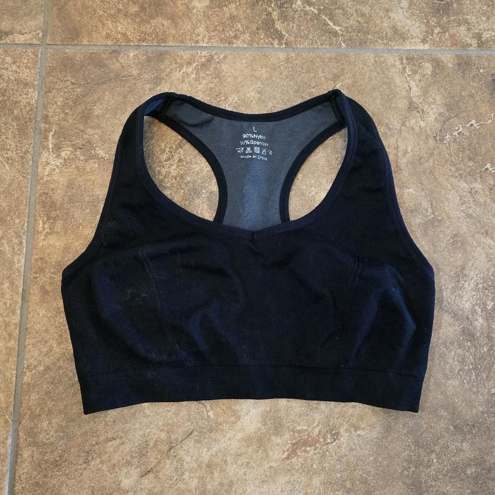 Designer Black Grey Detailed Sport Bra Size ONE SIZE - 1 Thumbnail