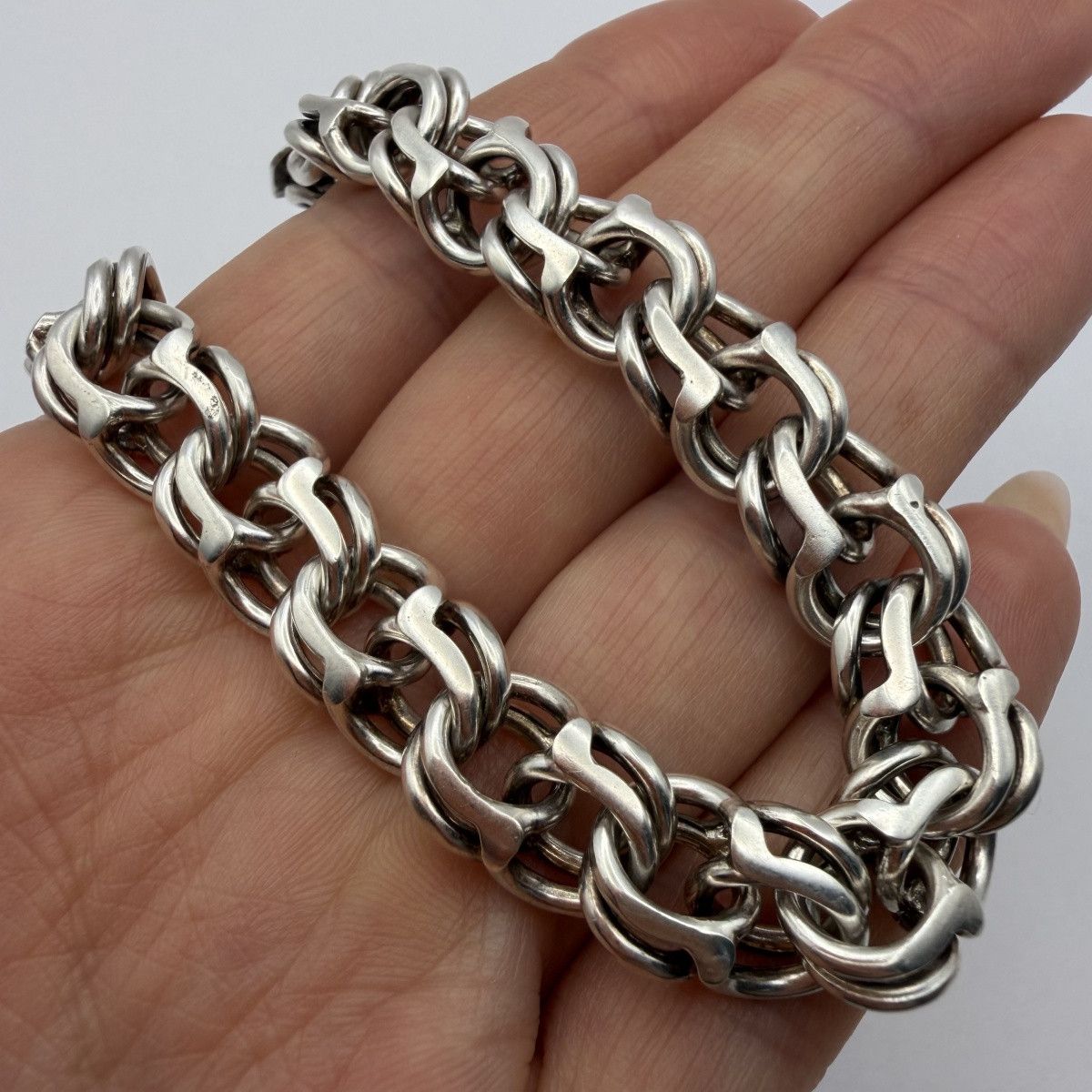 Sterling Silver Vintage Sterling Silver 925 Chain Bismarck Bracelet 35g Size ONE SIZE - 7 Thumbnail