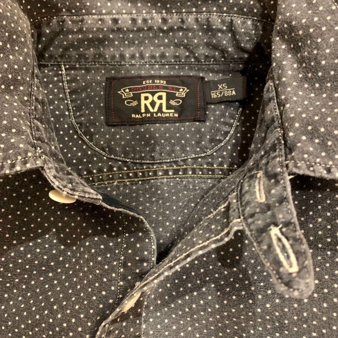 Ralph Lauren RRL Ralph Lauren Polka Dot Pattern Long Sleeve Shirt XS Dark Gray Mens Regular Button-Up Clothing Cotton Size US XS / EU 42 / 0 - 3 Thumbnail