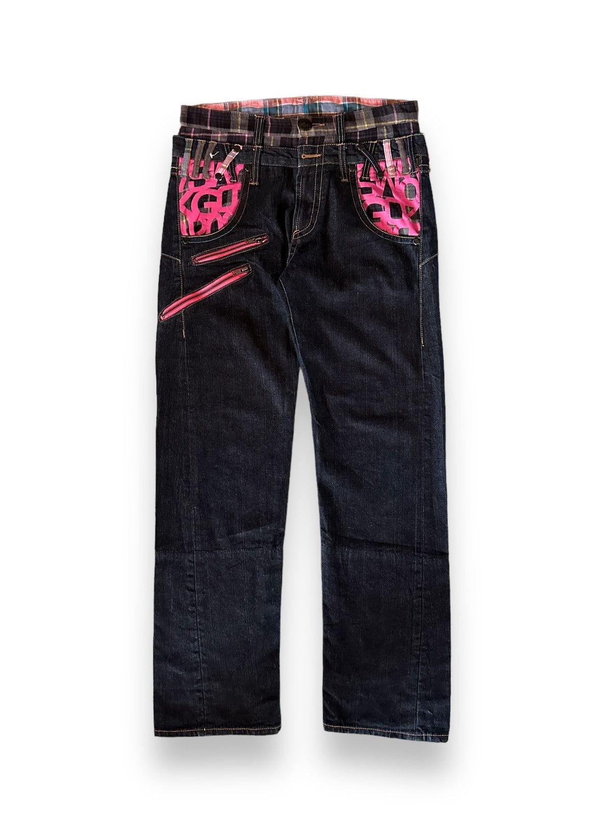 Le Grande Bleu (L.G.B.) Double Waist Punk Zipper Denim Jeans Size US 31 - 2 Thumbnail