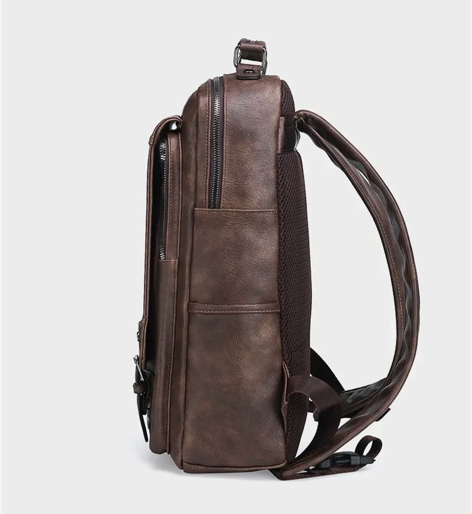 Vintage Capacity PU Leather Large Backpack Bag Size ONE SIZE - 7 Thumbnail