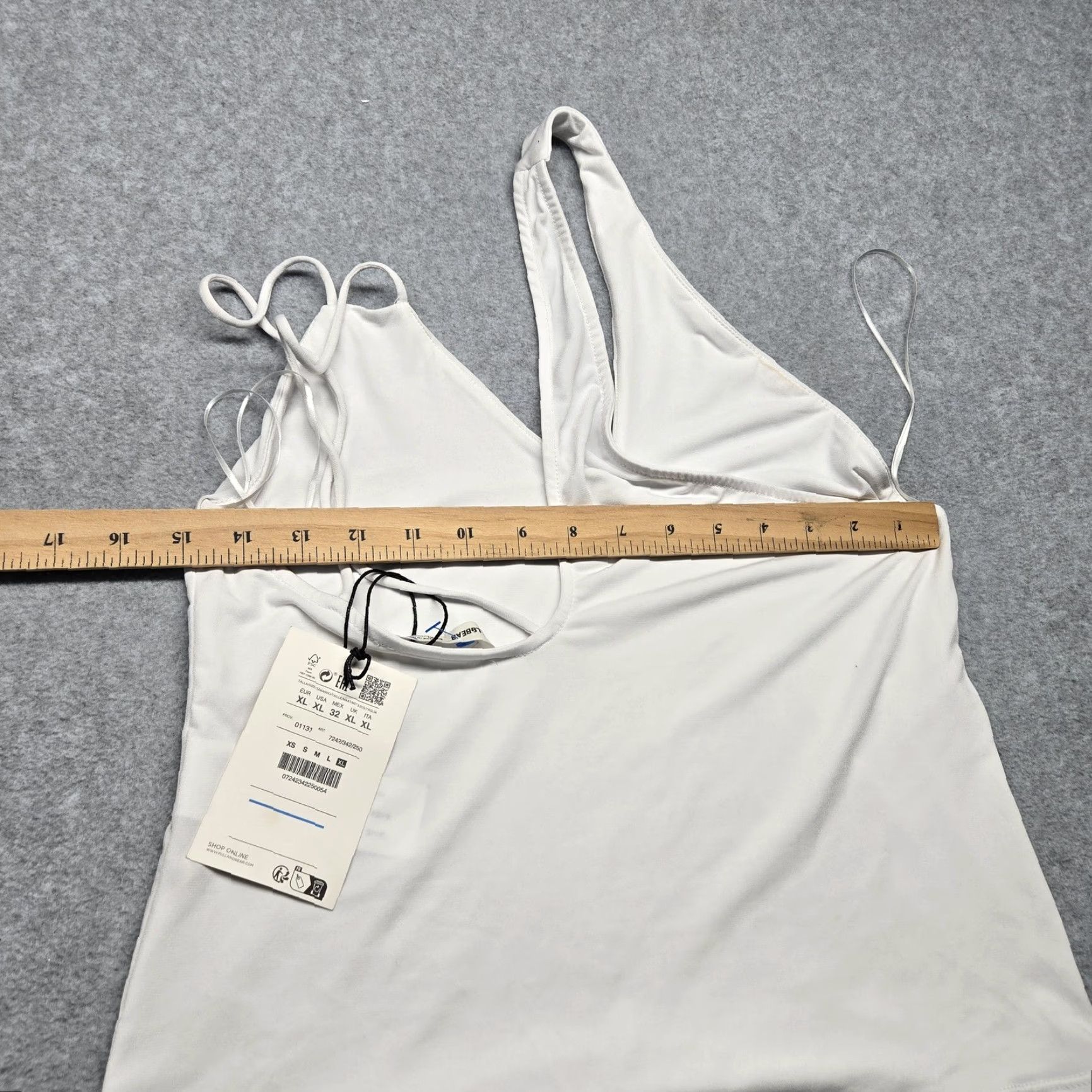 Vintage Pull&Bear Tank Top Womens XL White One Shoulder Camisole Strap Asymmetrical Sleeveless Top Size XL / US 12-14 / IT 48-50 - 7 Thumbnail