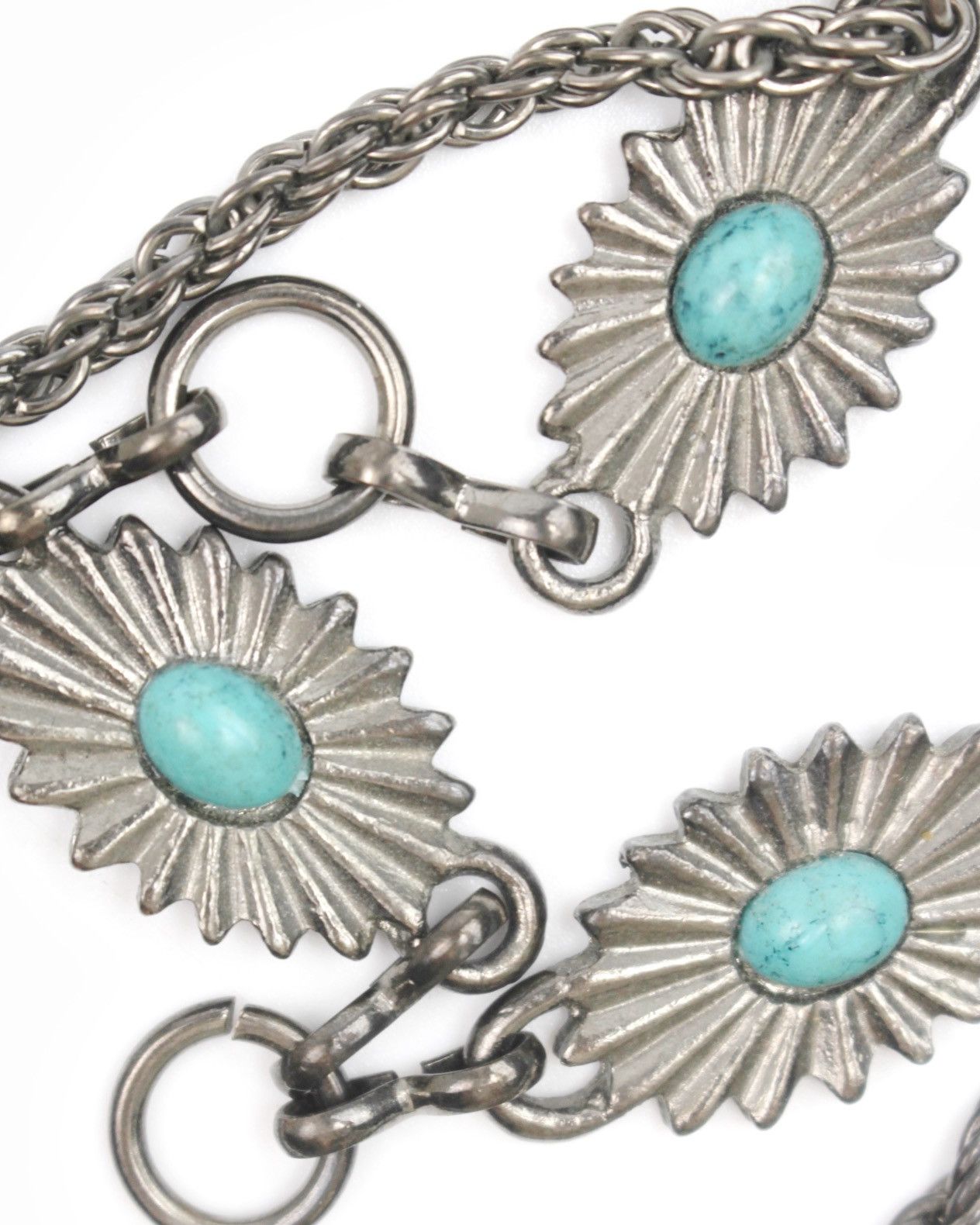 Vintage 1990S NATIVE STYLE TURQUOISE CONCHO WALLET CHAIN Size ONE SIZE - 3 Thumbnail