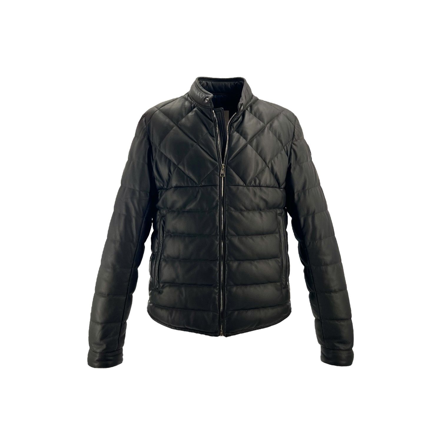 Moncler Grenelle Dark Olive Puffer Down Leather Jacket w/ Quilting 2 Size US M / EU 48-50 / 2 - 2 Thumbnail