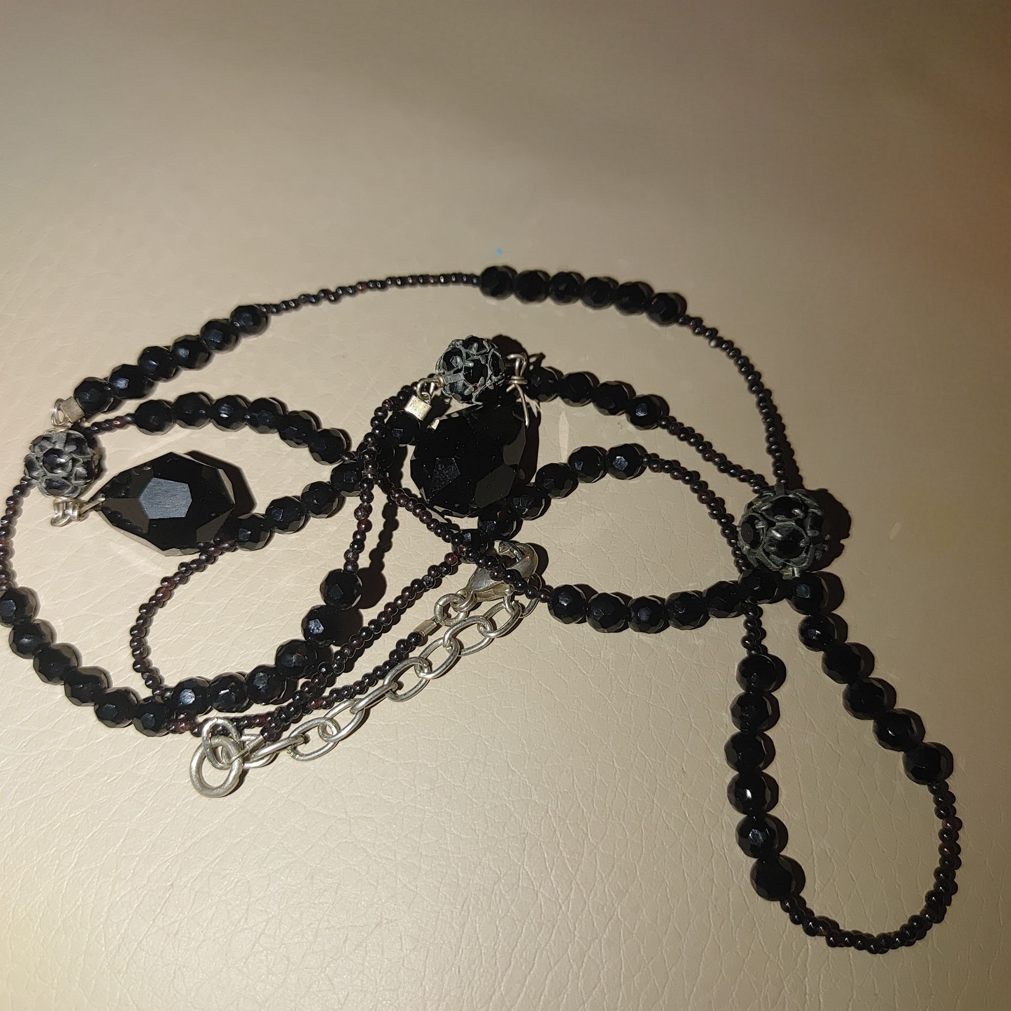 Other 925 Tassels Black Faceted Beaded Necklace Mourning Vintage V Size ONE SIZE - 9 Thumbnail