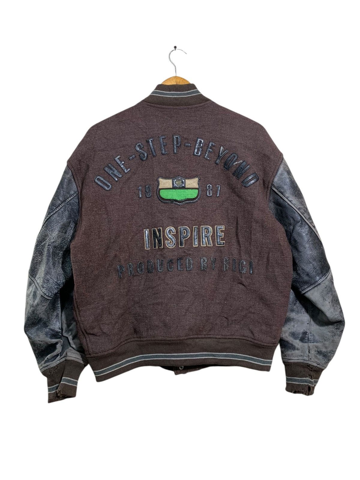 BIGI 🔥VTG VERY WORN BIGI WOOL/LEATHER VARSITY JACJET Size US L / EU 52-54 / 3 - 5 Thumbnail