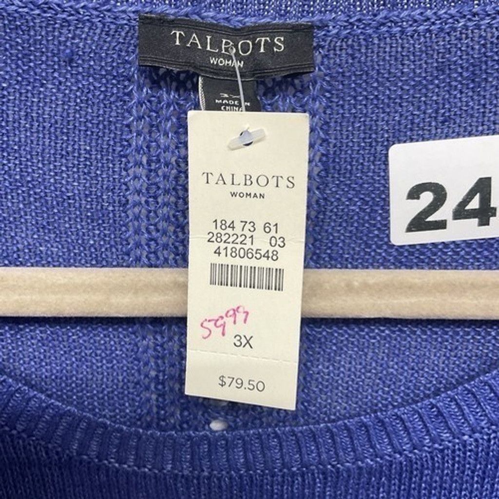 Talbots NWT Talbots Linen Knit Long Sleeve ScoopNeck Sweater Women3X Size 3XL / US 20-22 - 4 Thumbnail