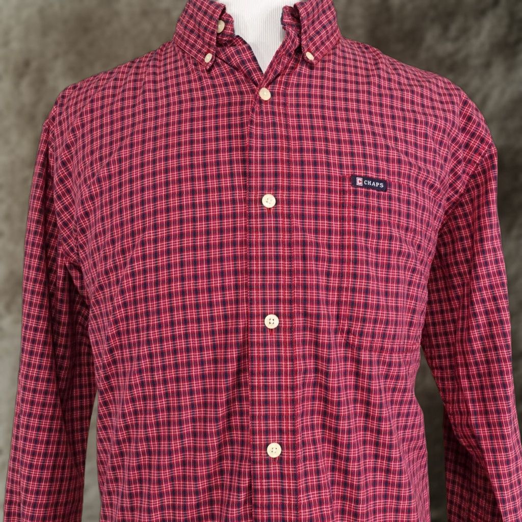 Chaps Chaps Shirt Mens Large Red Plaid Long Sleeve Button-Down Easy Care Casual Size US L / EU 52-54 / 3 - 1 Thumbnail