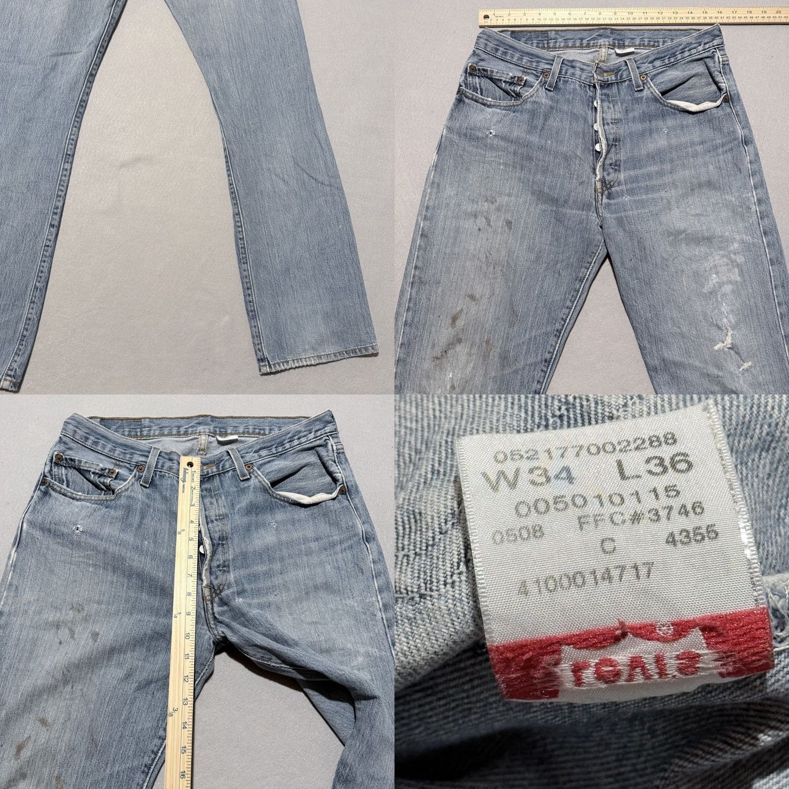 Levi's VINTAGE Levi's 501 Original Jeans Men Blue Denim Distressed Straight Fit - 34X36 Size US 34 / EU 50 - 8 Thumbnail