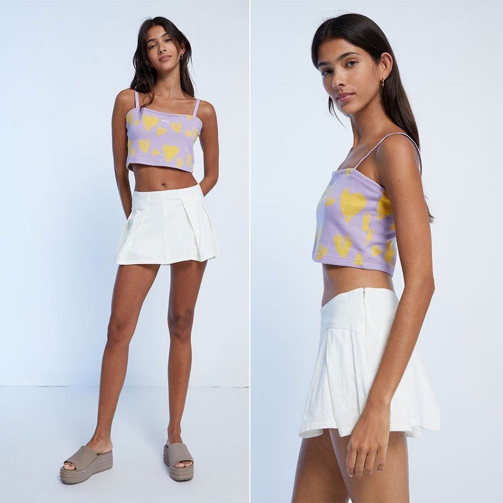 Free People NWT New $78 Free People Ivory Heartbreaker Pleated Mini Sko Size 32" / US 10 / IT 46 - 1 Thumbnail