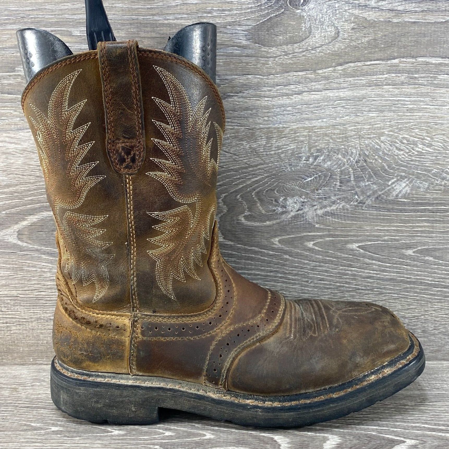 Ariat Ariat Work Steel Toe Mens 7 D Boots Cowboy Western Square Toe Brown Leather Shirt Men Size US 7 / EU 40 - 2 Thumbnail