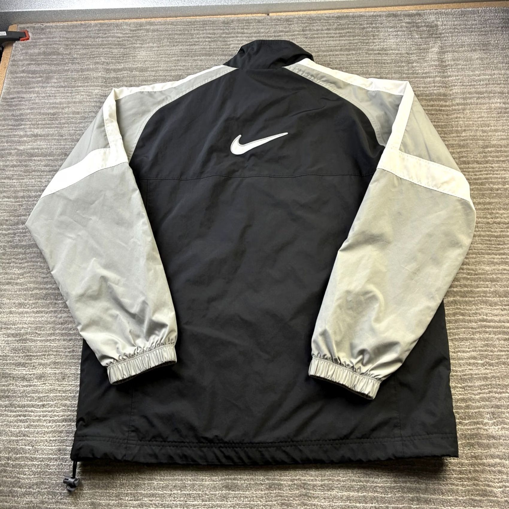Nike VINTAGE Nike Jacket Mens XL Black Windbreaker Swoosh Logo Zip Mid-Length Size US XL / EU 56 / 4 - 2 Thumbnail