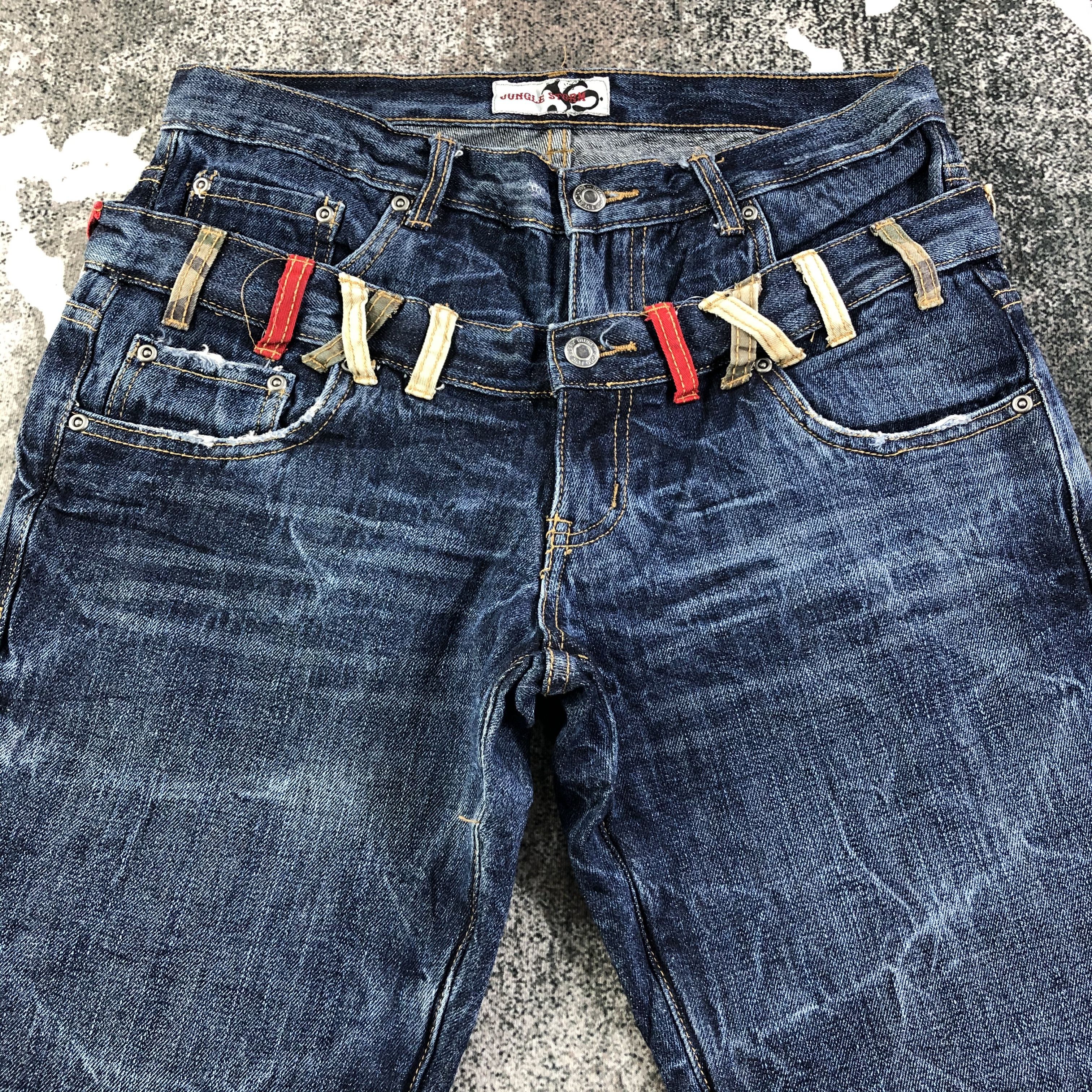 Japanese Brand Jungle Storm Jeans Double Waist Denim KJ1672 Size US 31 - 3 Thumbnail