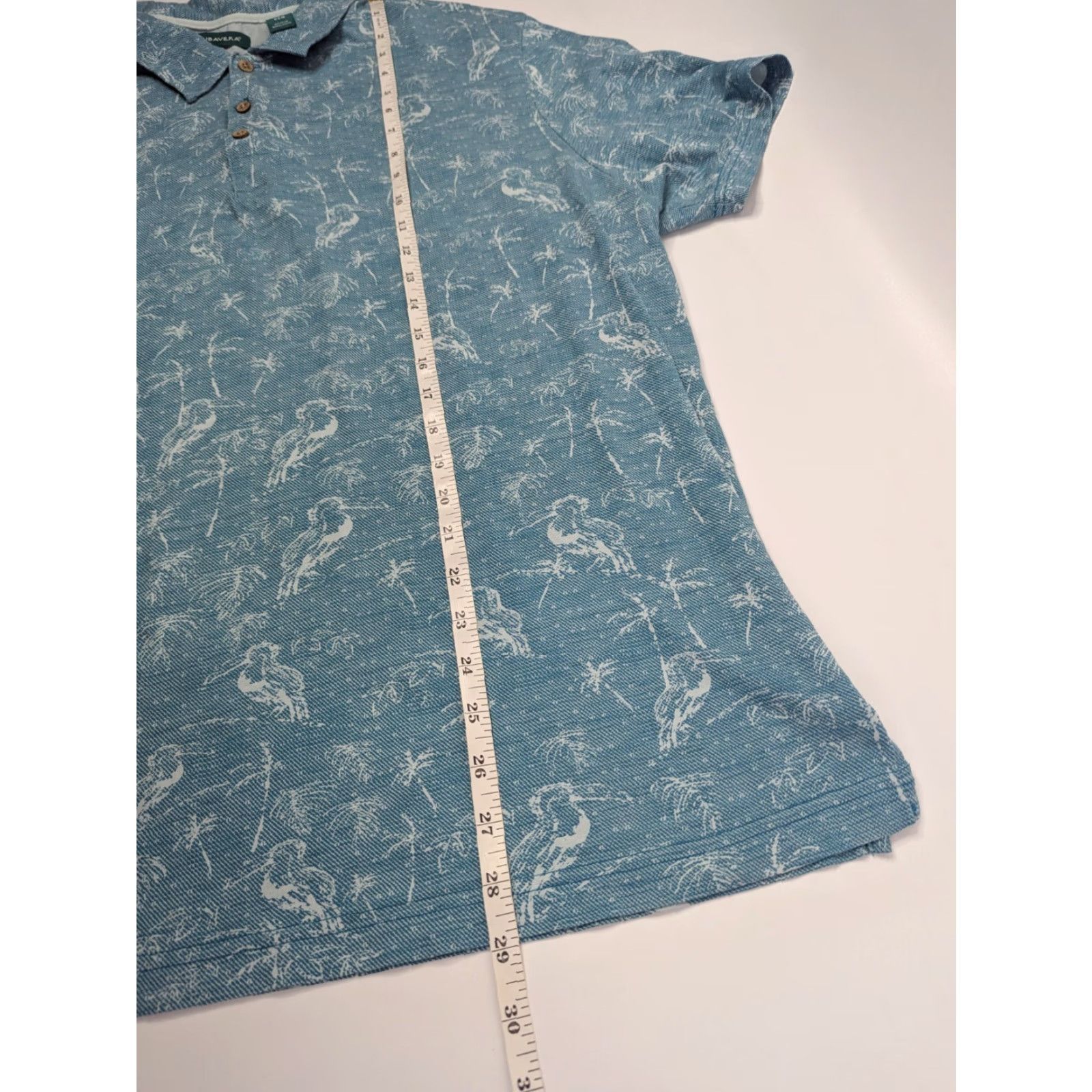 Cubavera CUBAVERA Polo Shirt Men’s 2XL Pagoda Blue Short Sleeves Pima Cotton Polo Shirt Mens 2XL Blue- Floral Casual Travel Party/Cocktail Size US XXL / EU 58 / 5 - 4 Thumbnail