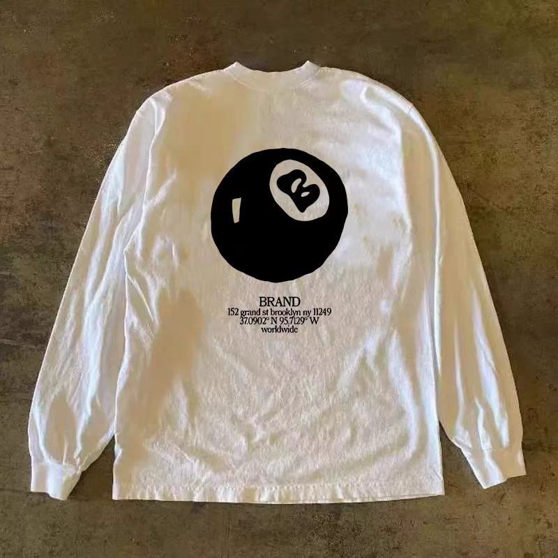 Japanese Brand White retro billiards print cotton long-sleeved t-shirt Size US M / EU 48-50 / 2 - 2 Thumbnail