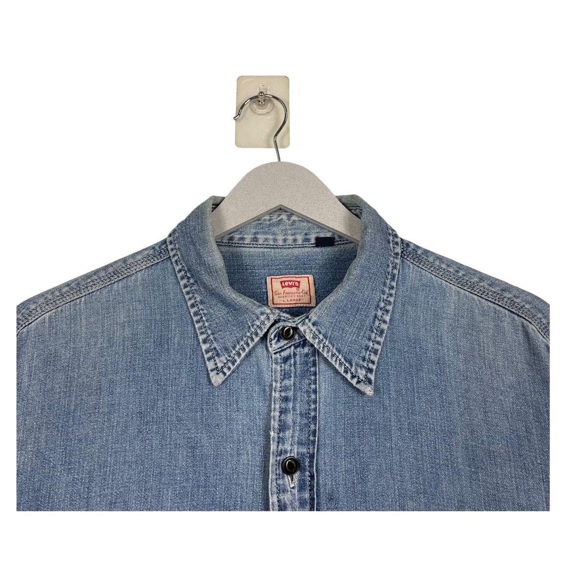Levi's Vintage Clothing × The Workers Club 💥90s LEVIS WORKER CHAMBRAY DENIM BUTTON SHIRT Size US L / EU 52-54 / 3 - 4 Thumbnail