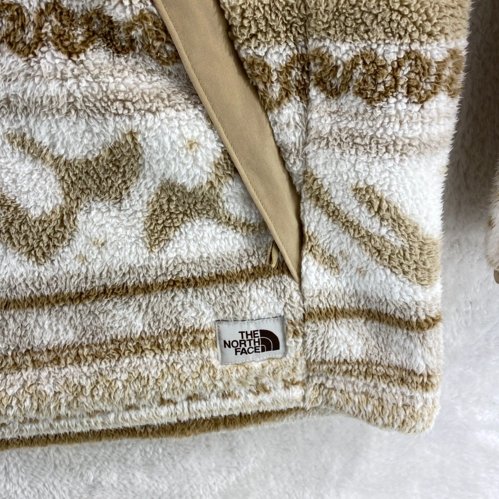 The North Face VINTAGE North Face Sherpa Fleece Womens XL Hooded Pullover Brown White 3/4 Zip Pockets Size XL / US 12-14 / IT 48-50 - 3 Thumbnail