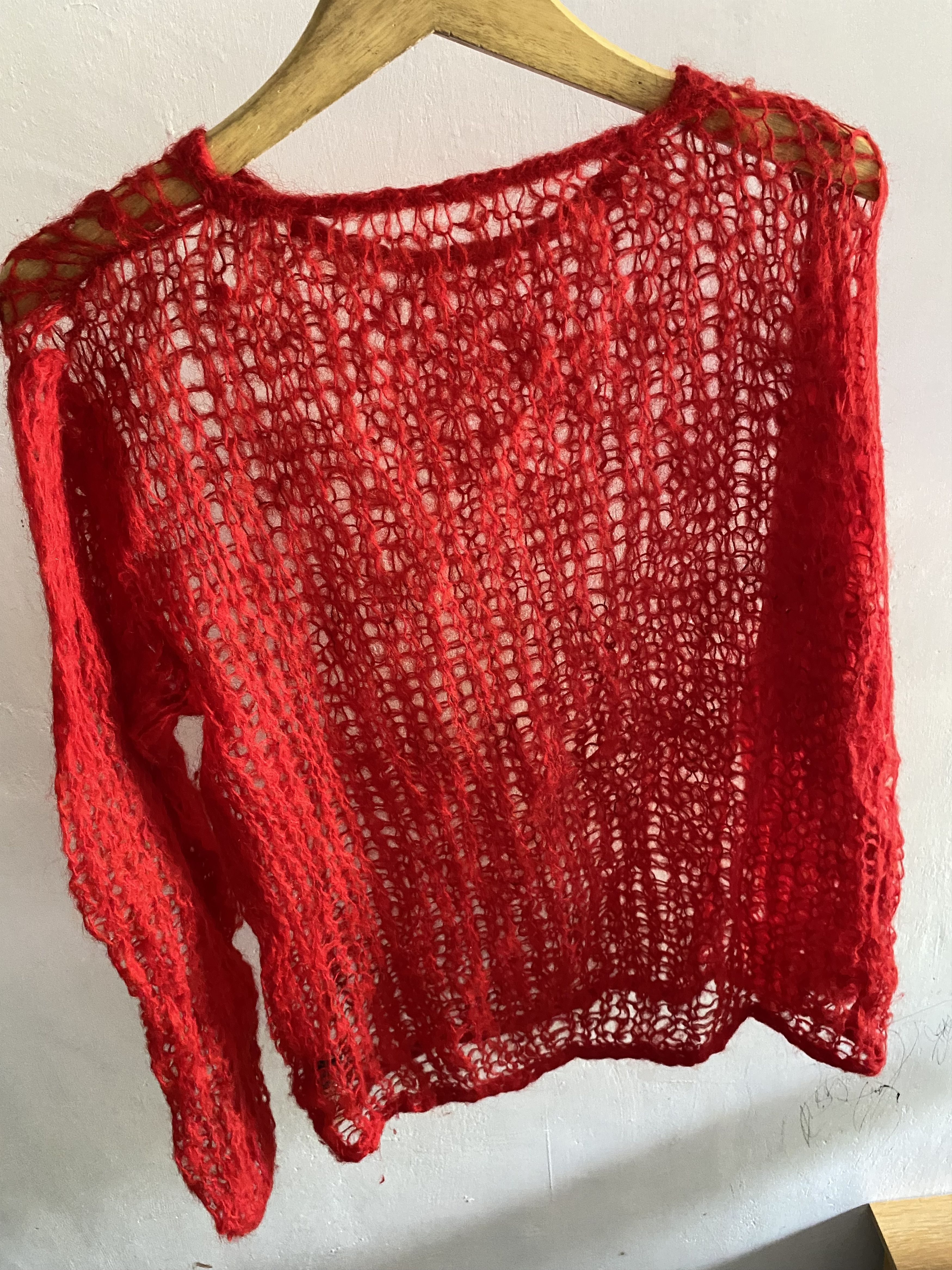 If Six Was Nine × Japanese Brand × Le Grande Bleu (L.G.B.) Japanese cdg style dmx mohair red hand knit Size US L / EU 52-54 / 3 - 5 Thumbnail
