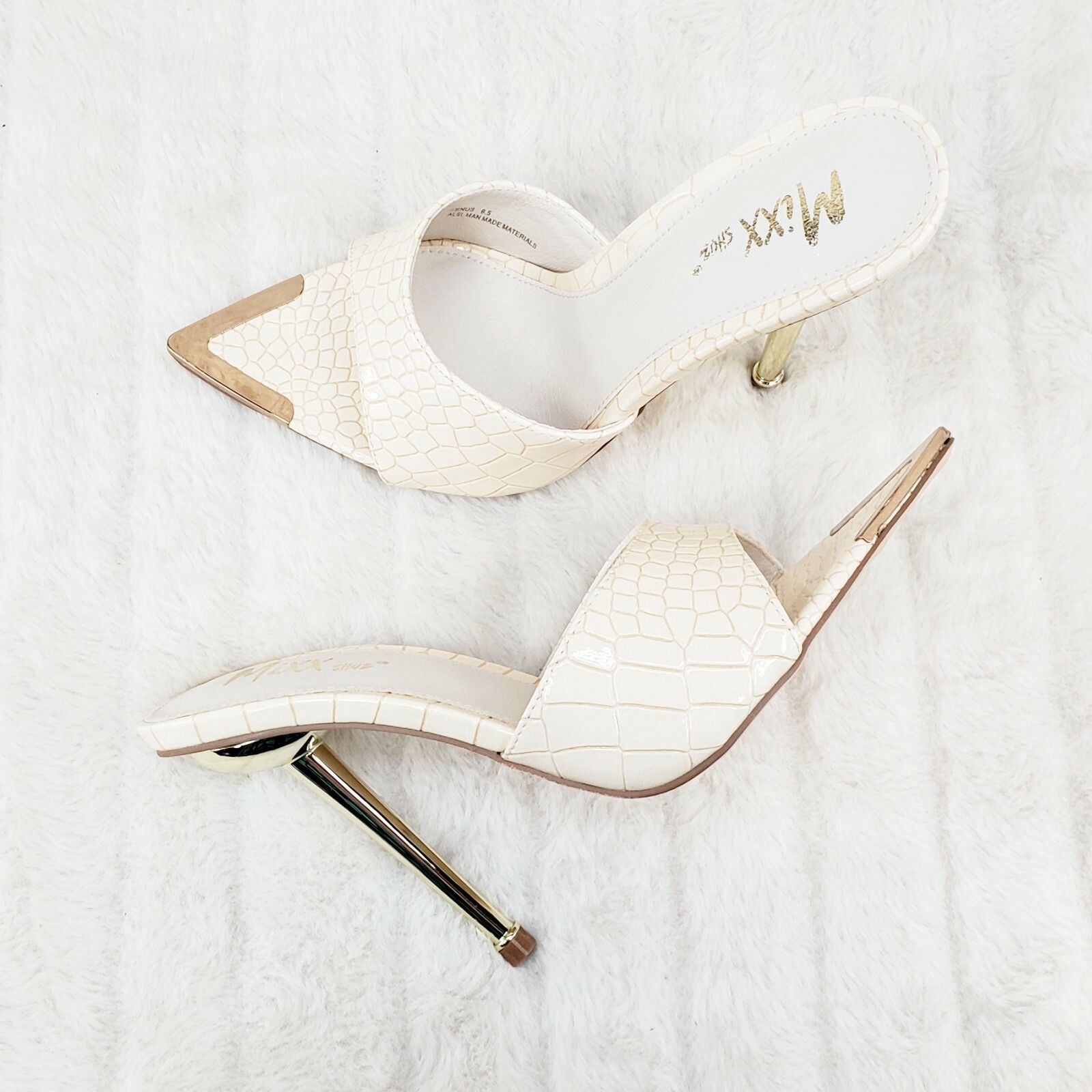 Other Venus Nude Slim High Heel Pointy Toe Slip On Sandals Slides Size US 7 / IT 37 - 2 Thumbnail