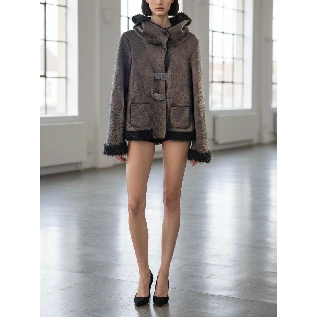 Cop Copine The Cop Copine Leather & Furry Jacket Size ONE SIZE - 1 Thumbnail