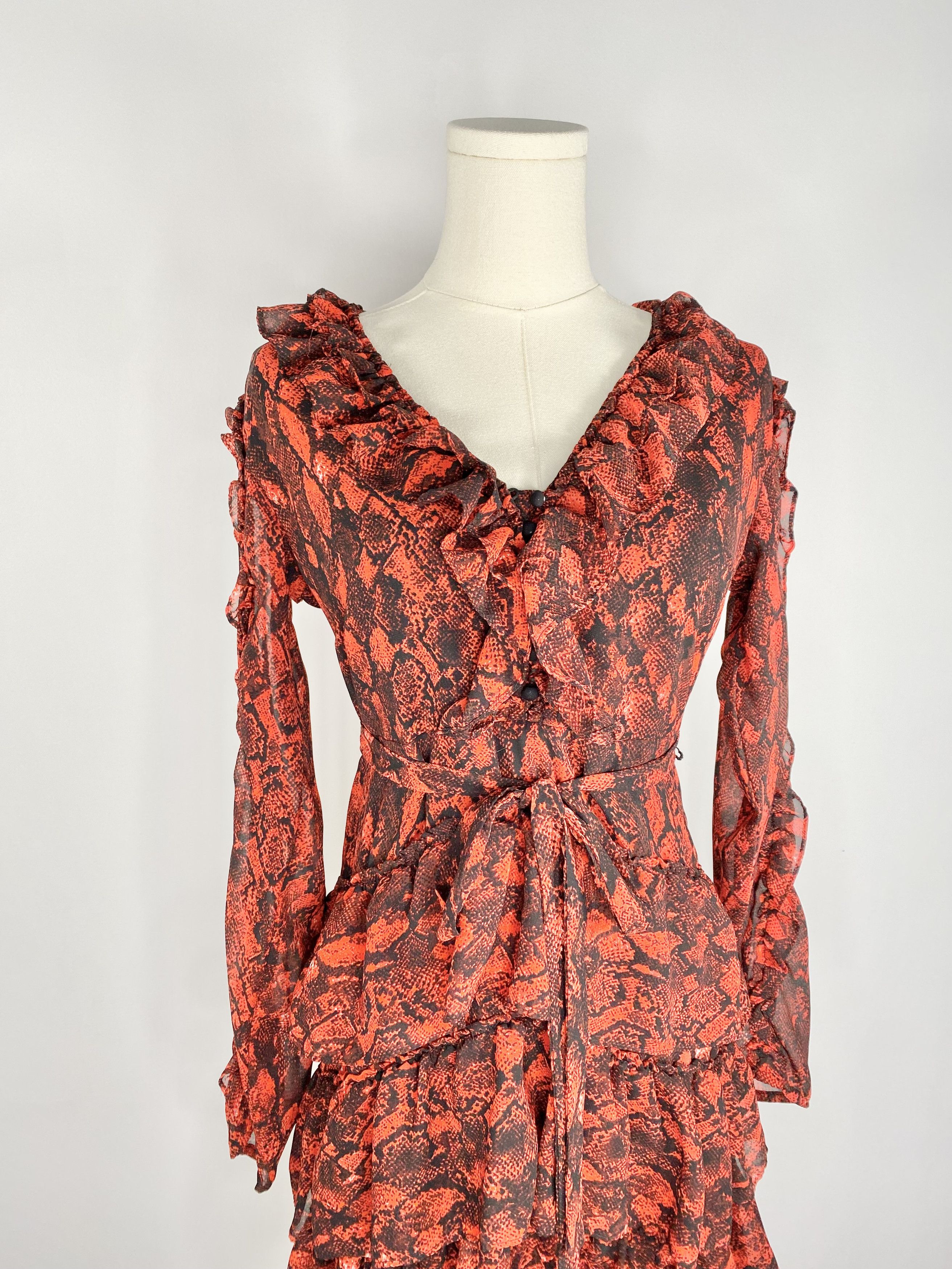Dolls Kill Buffalo, David Bitton - Red Snake Print Dress Size S / US 4 / IT 40 - 2 Thumbnail