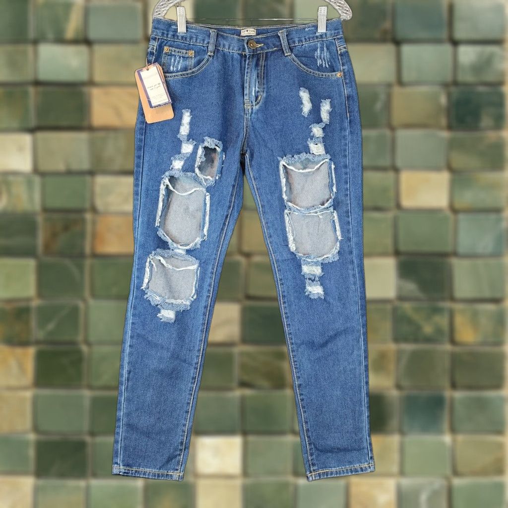 Denime VINTAGE We're Denim Wear Womens Skinny Jeans Distressed Blue 90s Size 29 Size 24" / US 00 / IT 34 - 1 Thumbnail
