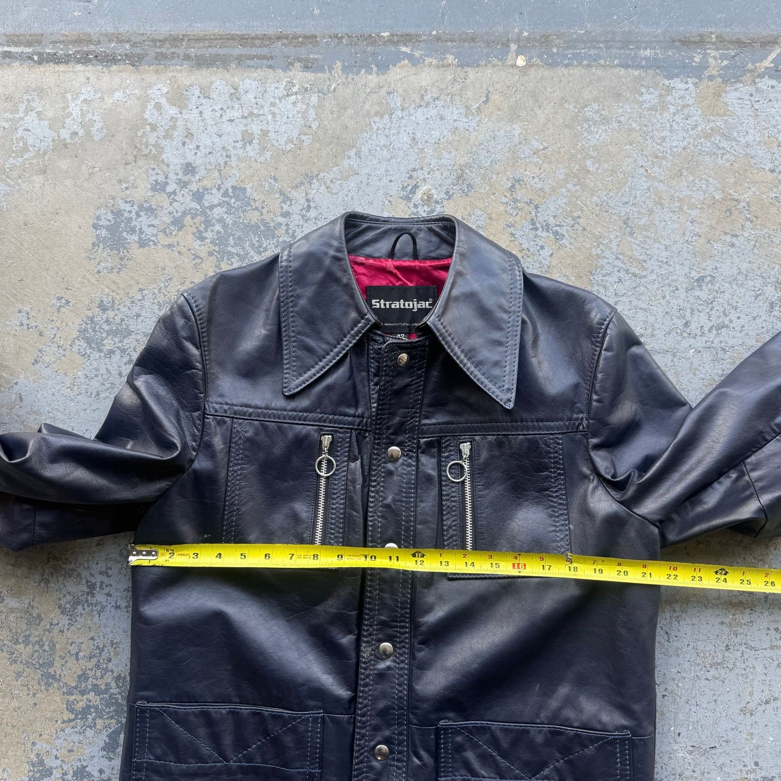Vintage Vintage 70’s Stratojac Navy Blue Leather Jacket Sz 42 Size US L / EU 52-54 / 3 - 5 Thumbnail