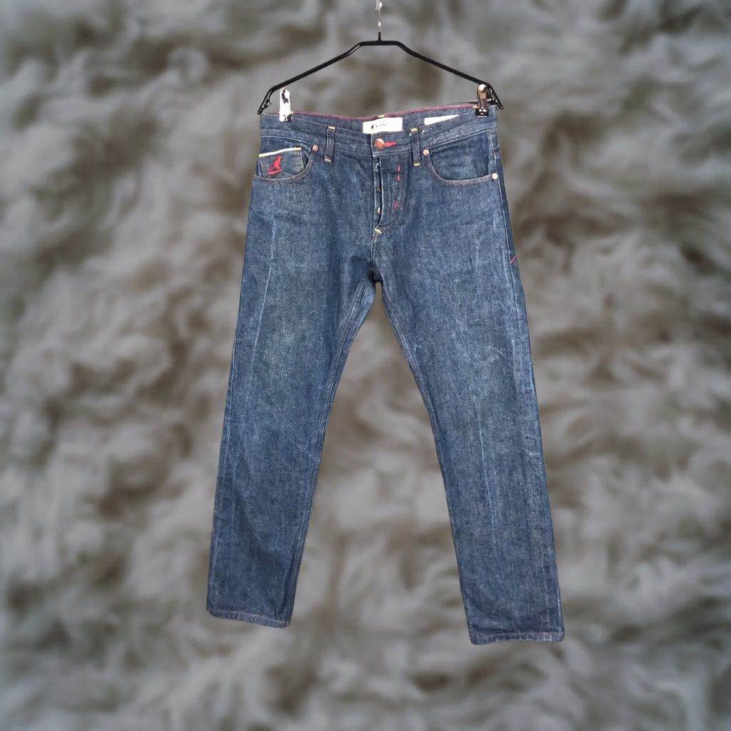 Kangol Kangol Jeans Mens One Size Blue Selvedge Cotton Men Slim Low Rise Fit Size US 35 - 1 Thumbnail