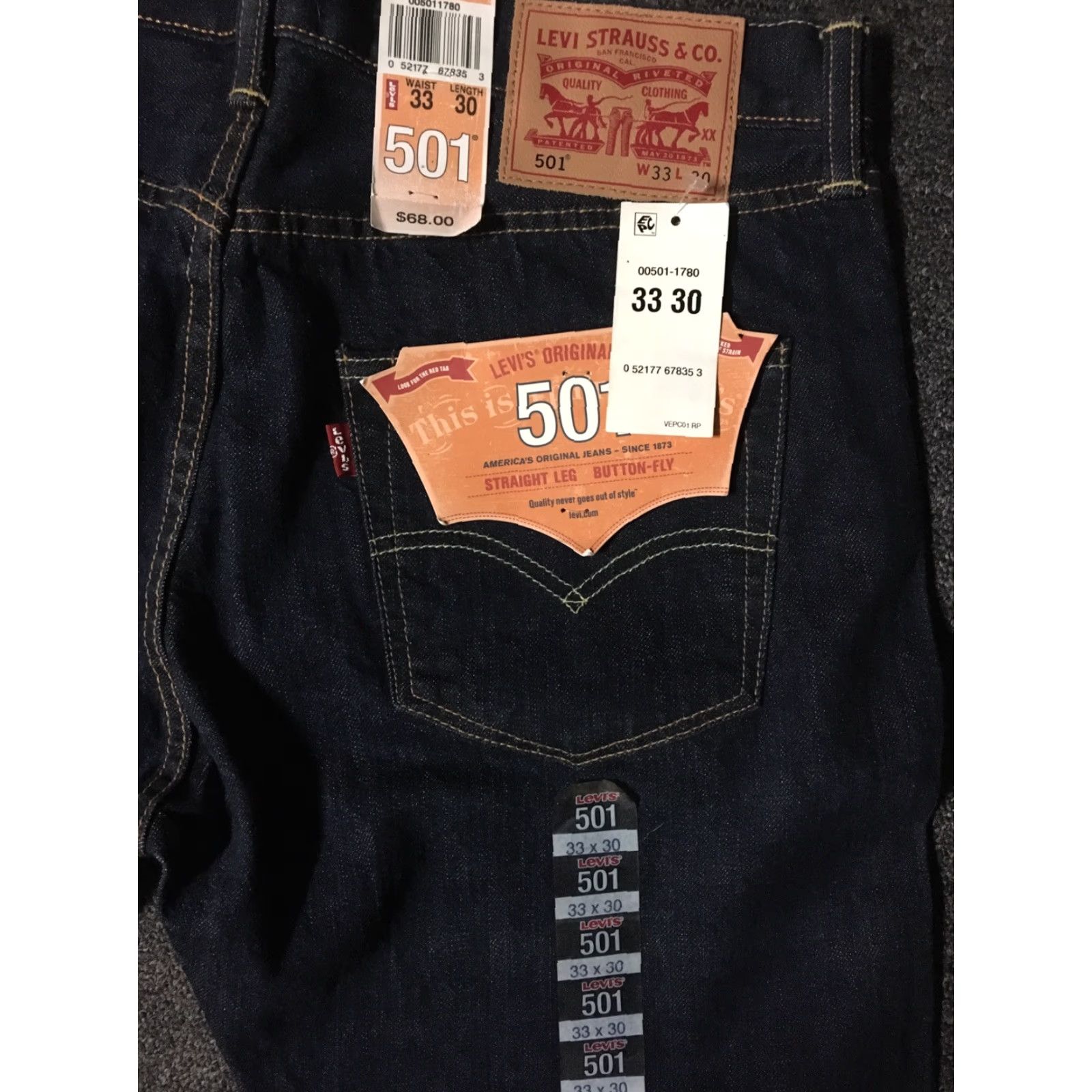Levi's VINTAGE Levi’s 501 Jeans Button Fly Straight Denim Blue 33/30 Men Regular 80s 90s Grunge Cowboy Trucker Skate Size US 33 - 2 Thumbnail