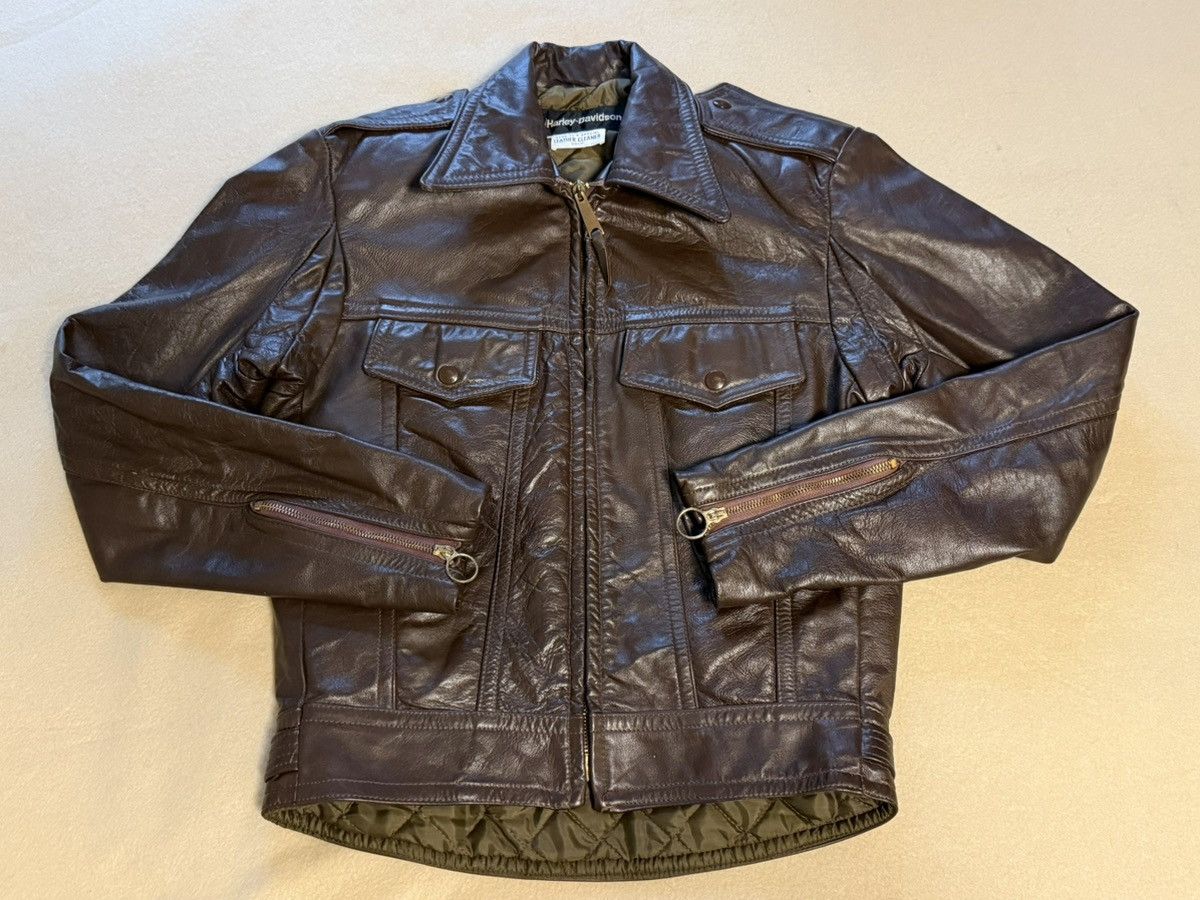 Harley Davidson Harley Davidson AMC Cavalier Leather Trucker/Moto Jacket 36 Size US XXS / EU 40 - 1 Thumbnail