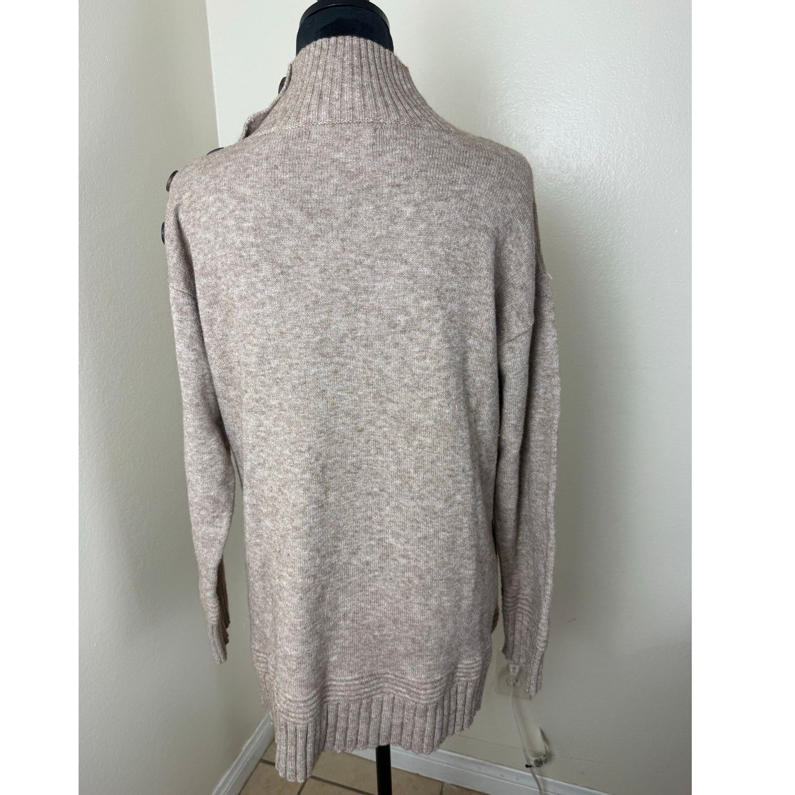 Anthropologie Anthropologie Oatmeal Mock Neck Margarita Tunic Sweater S Size S / US 4 / IT 40 - 5 Thumbnail