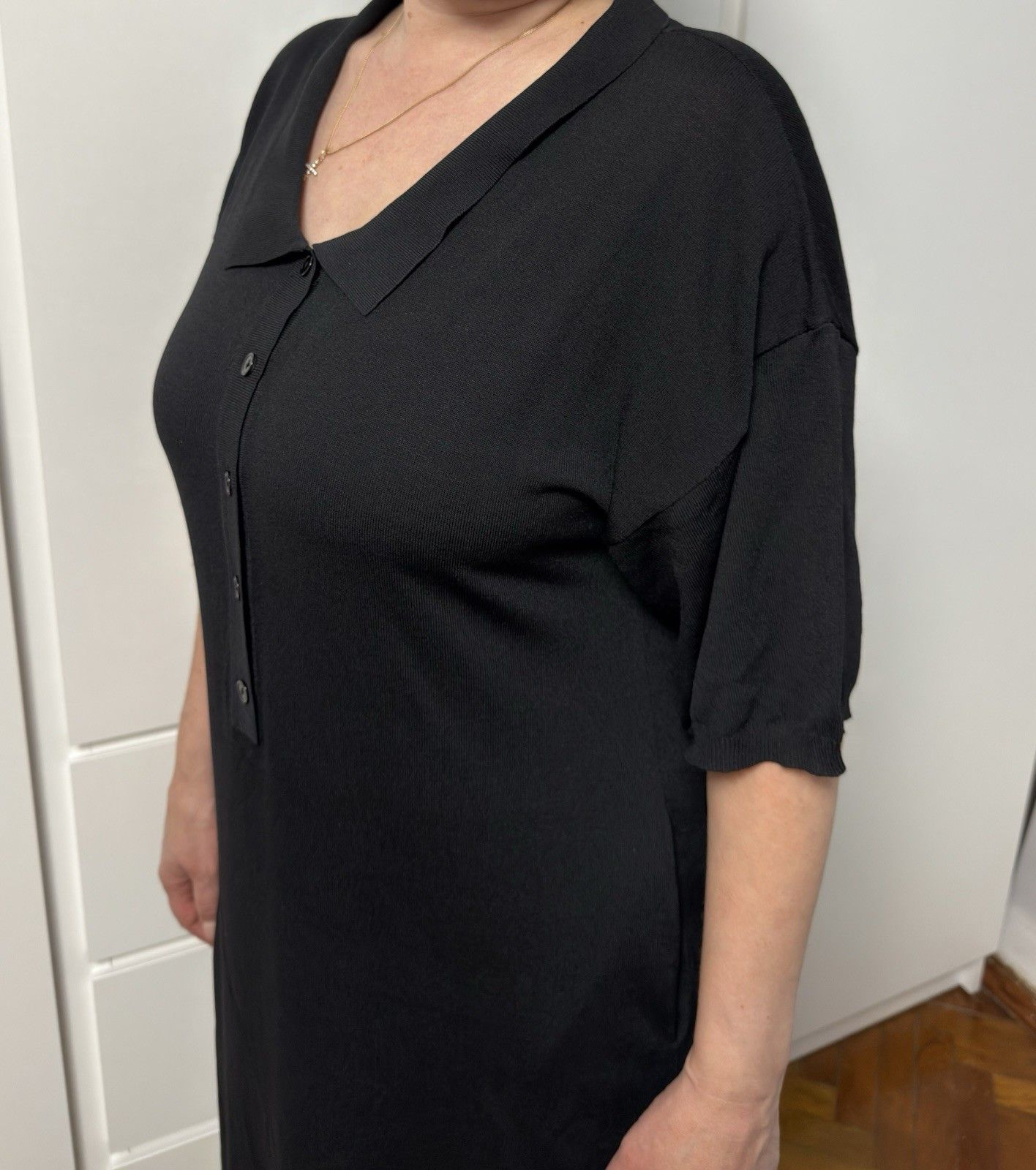 Toteme Toteme Belize Jersey Midi Knit Collared Rayon Dress Black Size S / US 4 / IT 40 - 8 Thumbnail