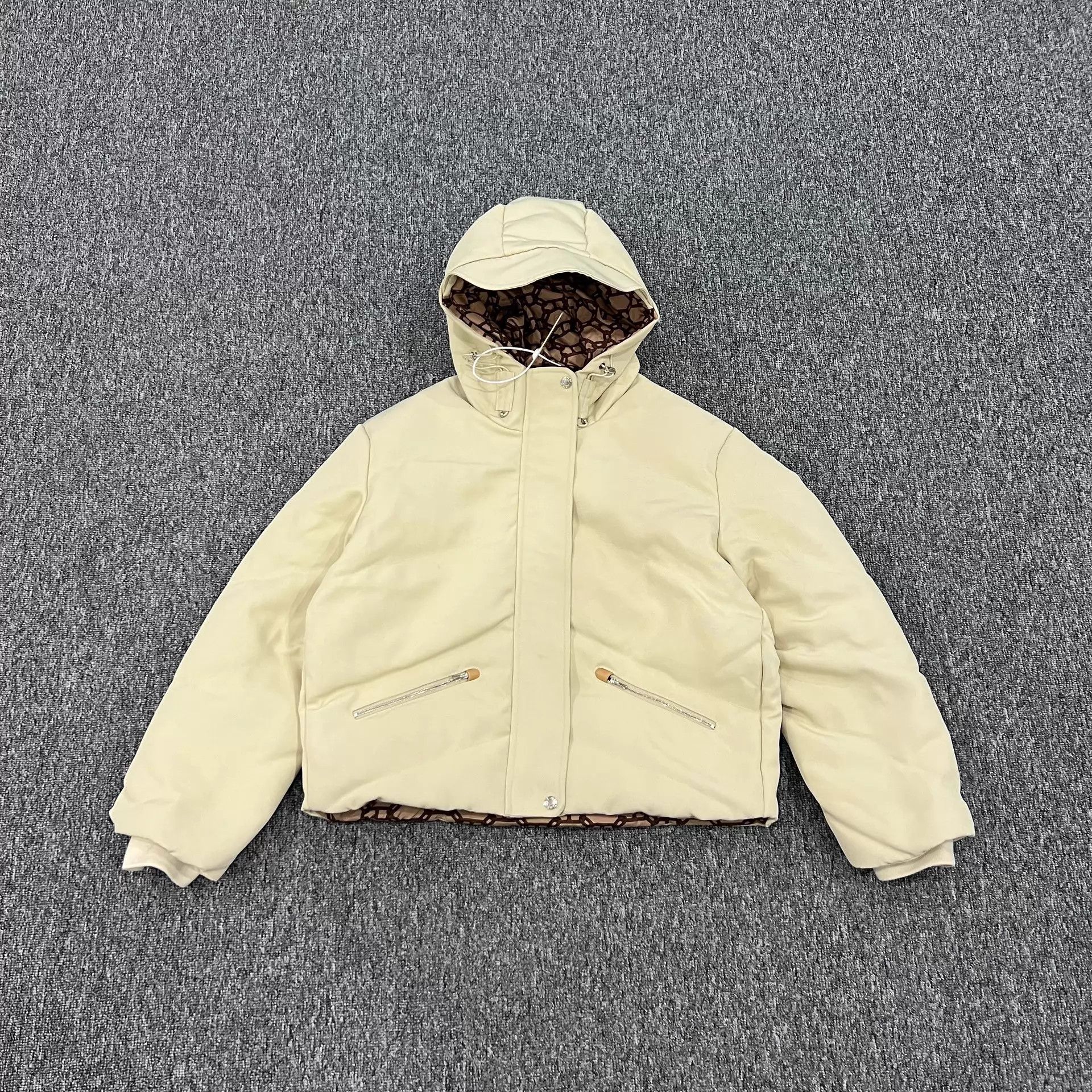 Hermes Hermes Beige Hooded Puffer Jacket Interior Print 38 99 New Size S / US 4 / IT 40 - 1 Thumbnail