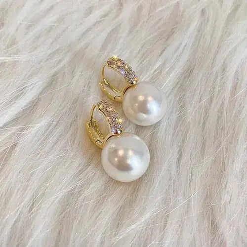 Other Elegant White Pearl Drop Dangle Hoop Earrings for Women Size ONE SIZE - 2 Thumbnail