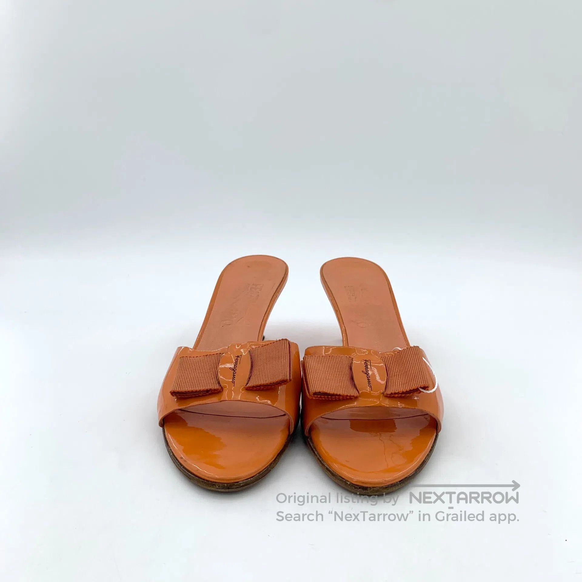Salvatore Ferragamo Salvatore Ferragamo Orange bow one-strap high wedge sandal Size US 7 / IT 37 - 3 Thumbnail