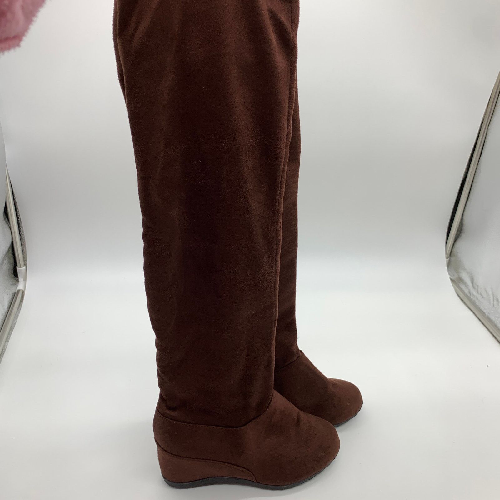 Other Women's Brown Boots Size 6.5 Over The Knee Wedge Boot Size US 6.5 / IT 36.5 - 5 Thumbnail