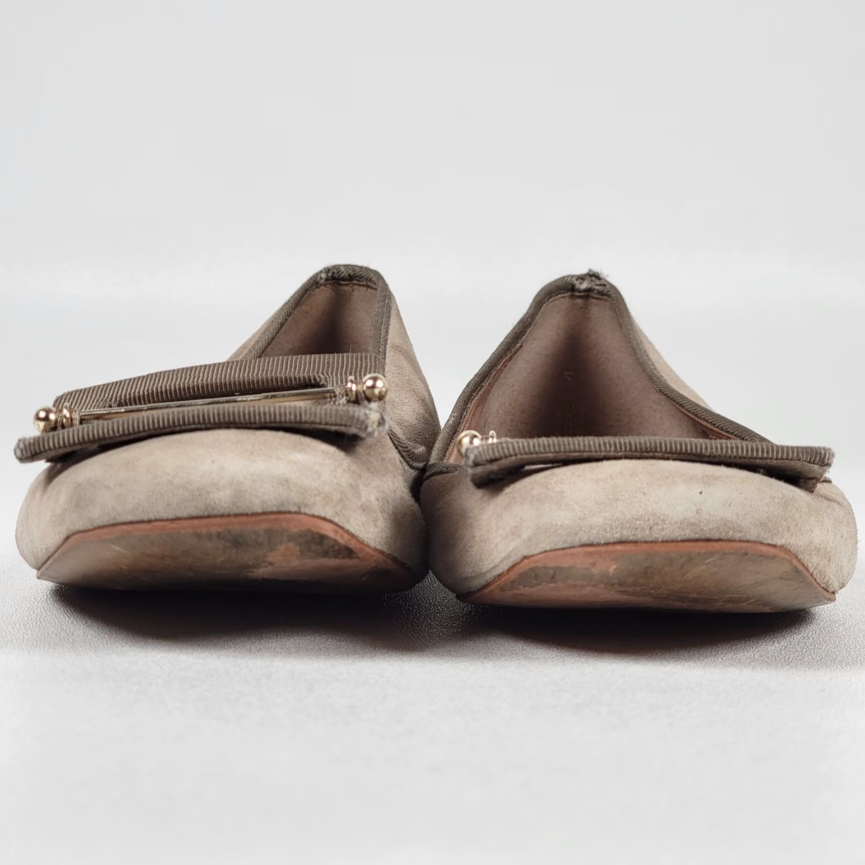 Zac Posen Zac Zac Posen Vonte Beige Suede Buckle Square Toe Slip On Ballet Flats 8.5 Womens Size US 9 / IT 39 - 3 Thumbnail
