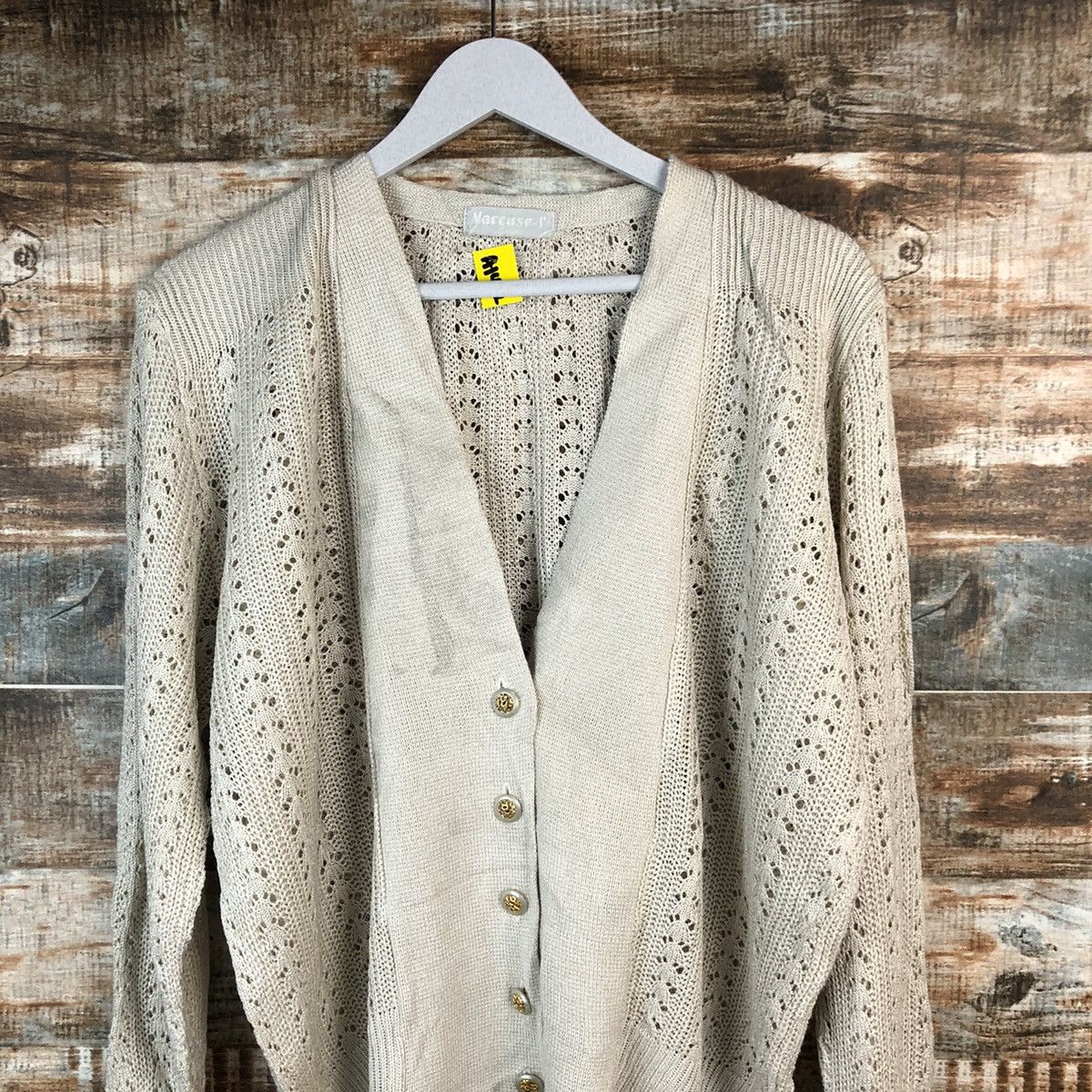 Japanese Brand Vareuse Brown Cardigan crochet Knitwear #A1472 Size L / US 10 / IT 46 - 5 Thumbnail