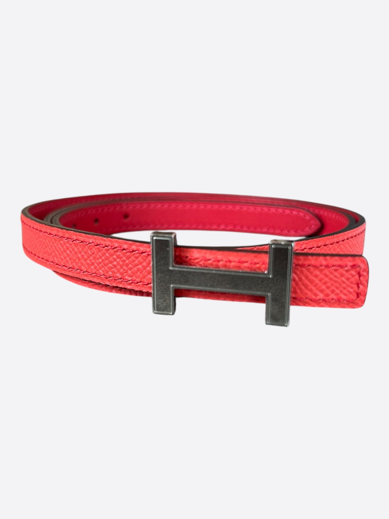 Hermes Hermes Pink Epsom & Palladium Mini Constance Belt Size 30 - 1 Thumbnail