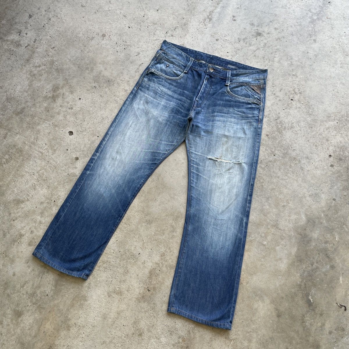 Replay Vintage Replay Jeans Distressed Stonewash Denim Faded Pants Size US 36 / EU 52 - 3 Thumbnail