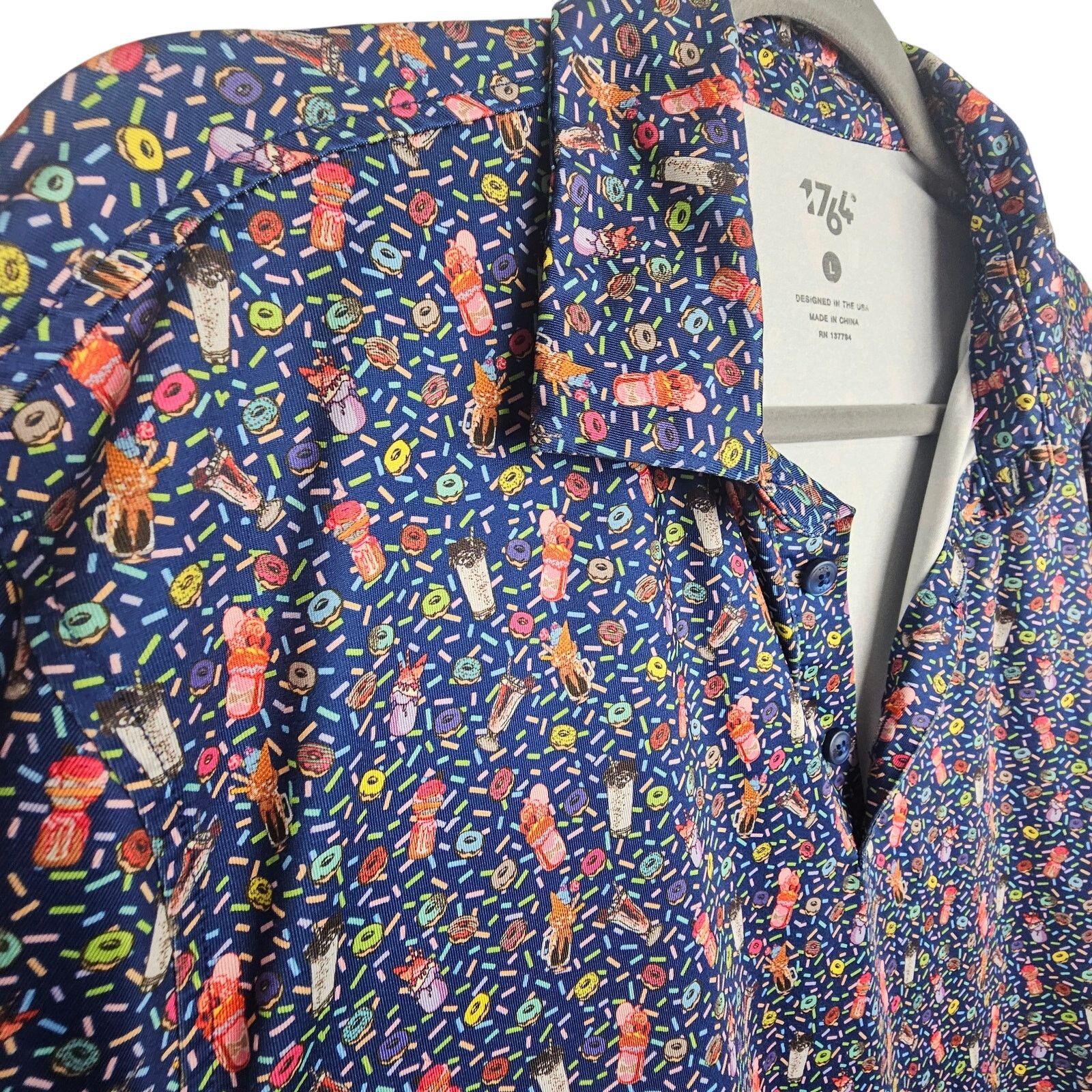 Whim Golf 1764 Mens Golf Polo Shirt Donut Milkshake Print L Stretch Size US L / EU 52-54 / 3 - 5 Thumbnail
